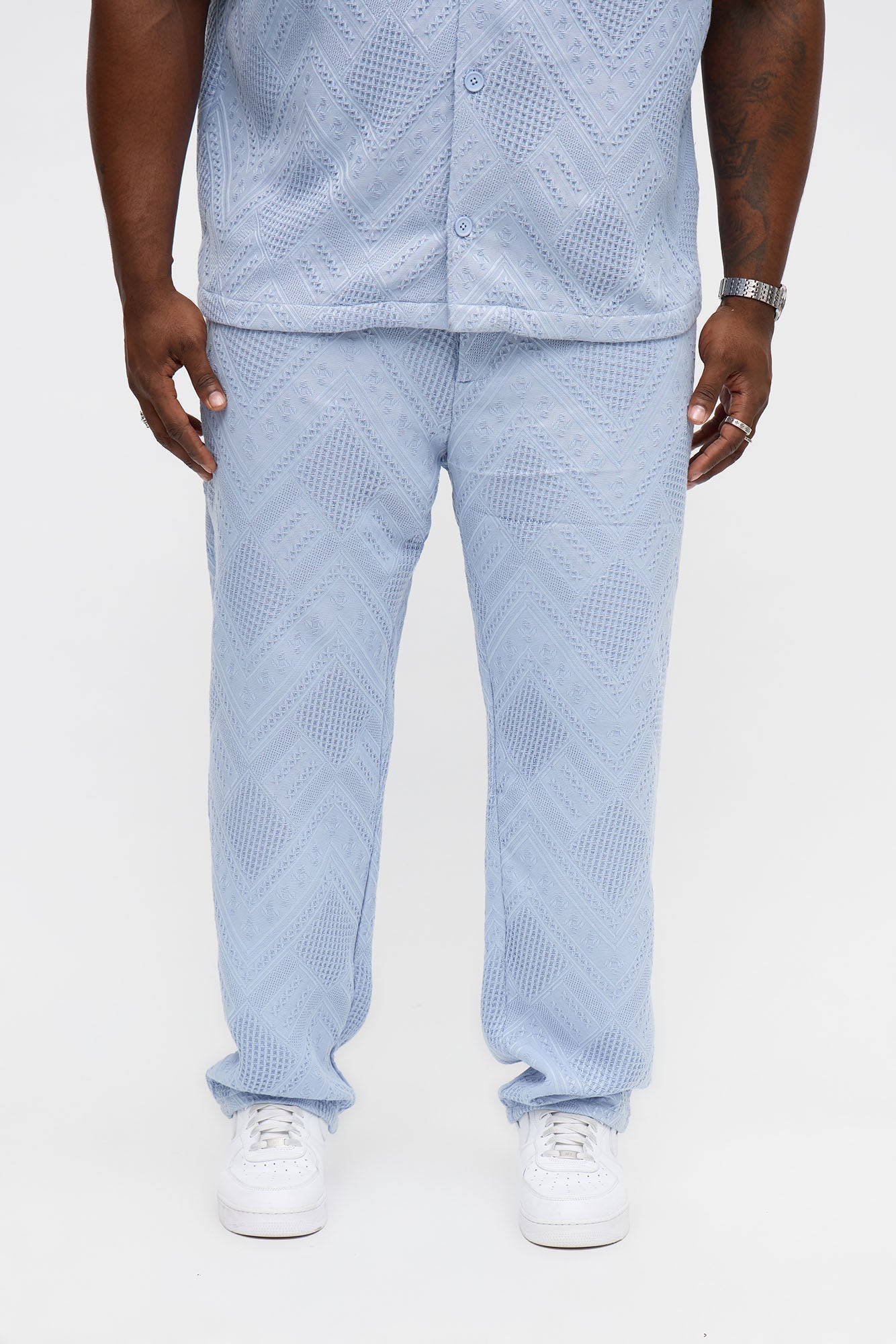Straight Twist Weave Textured Pant - Light Blue Fashion Nova