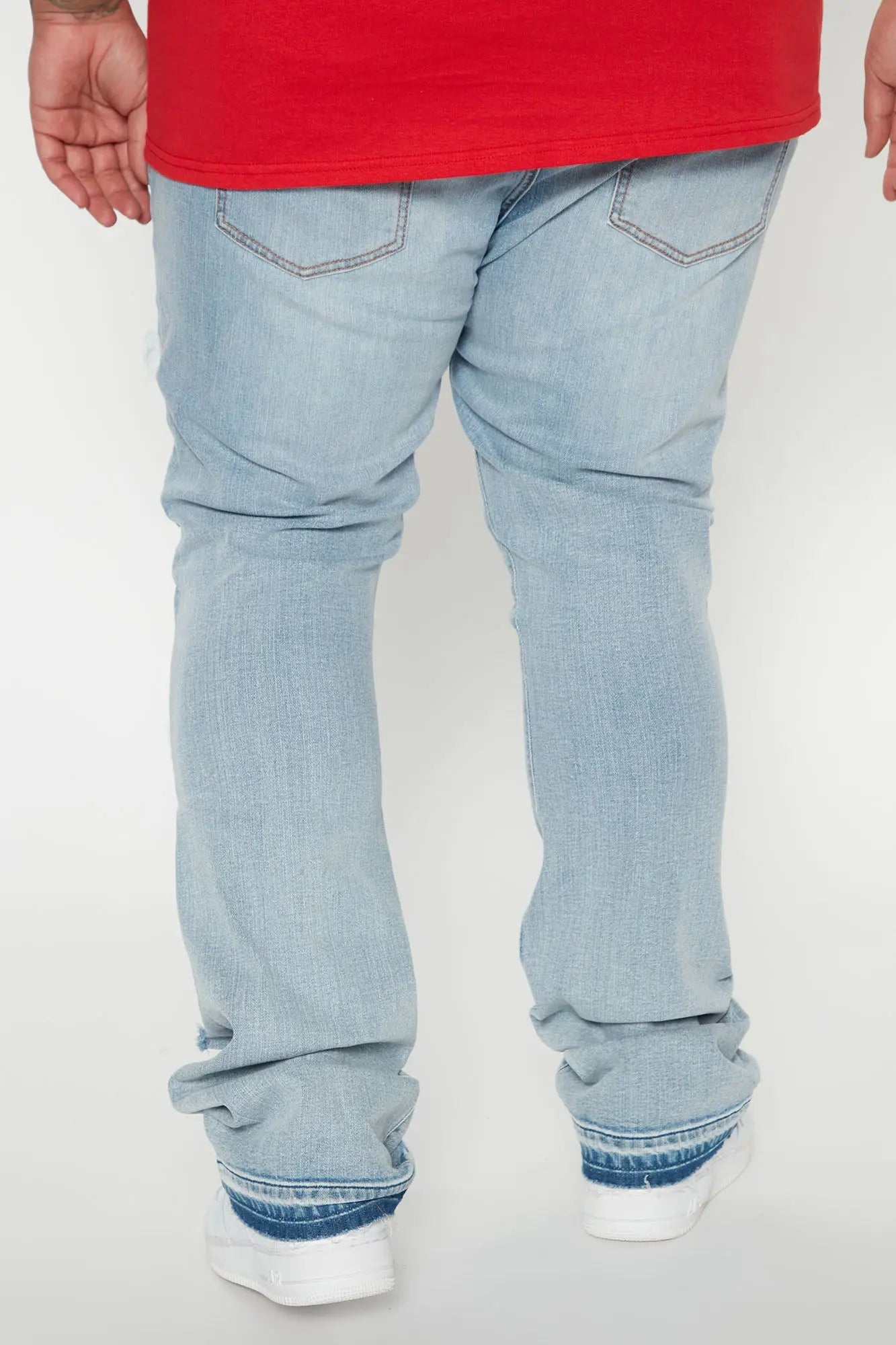Through It Ripped Skinny Flared Jeans - Vintage Blue Wash Fashion Nova