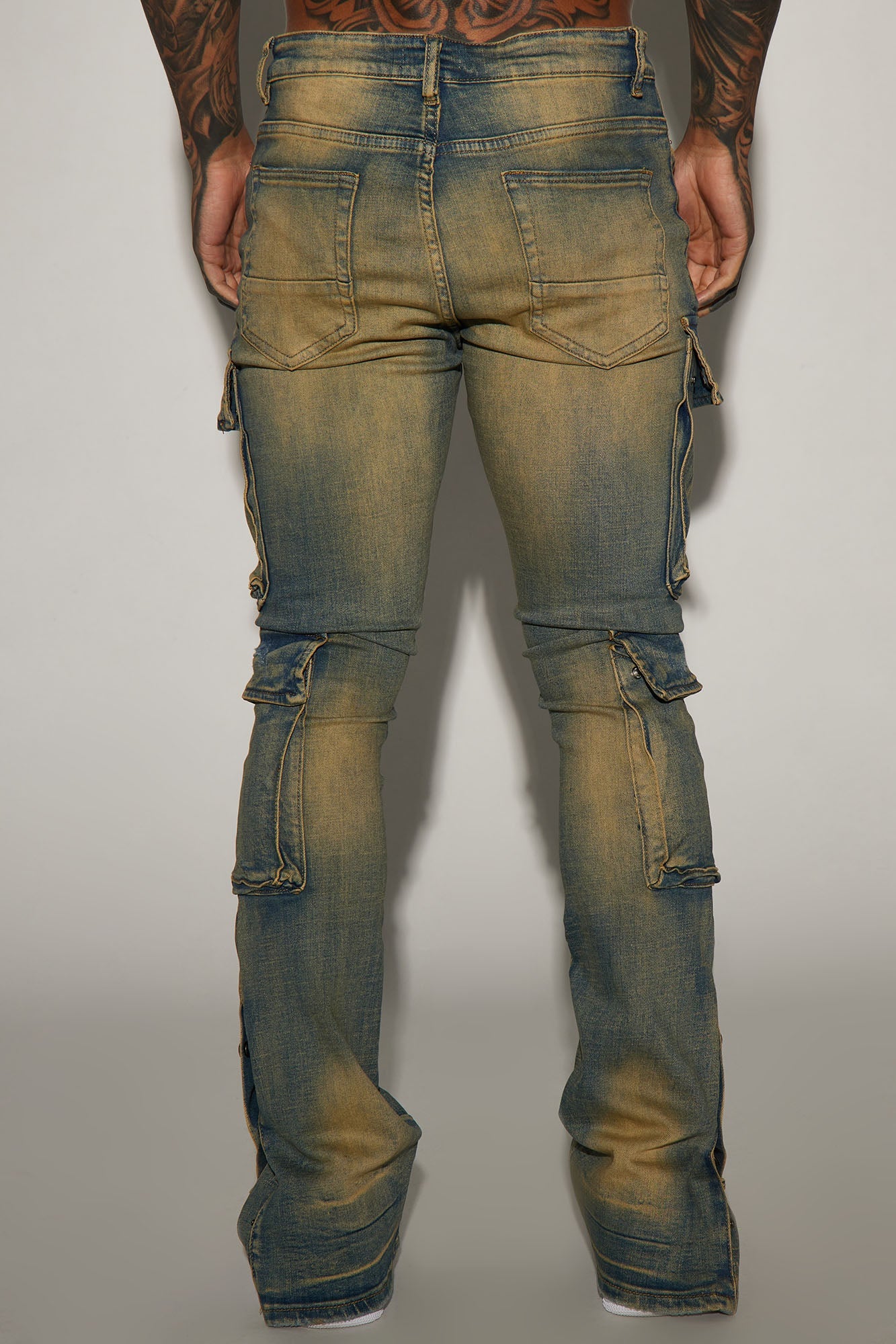 On The Set Stacked Skinny Snap Flare Jeans - Vintage Wash Fashion Nova