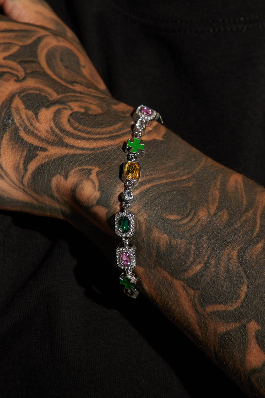Cross Mixed Colors Bracelet - Silver Fashion Nova