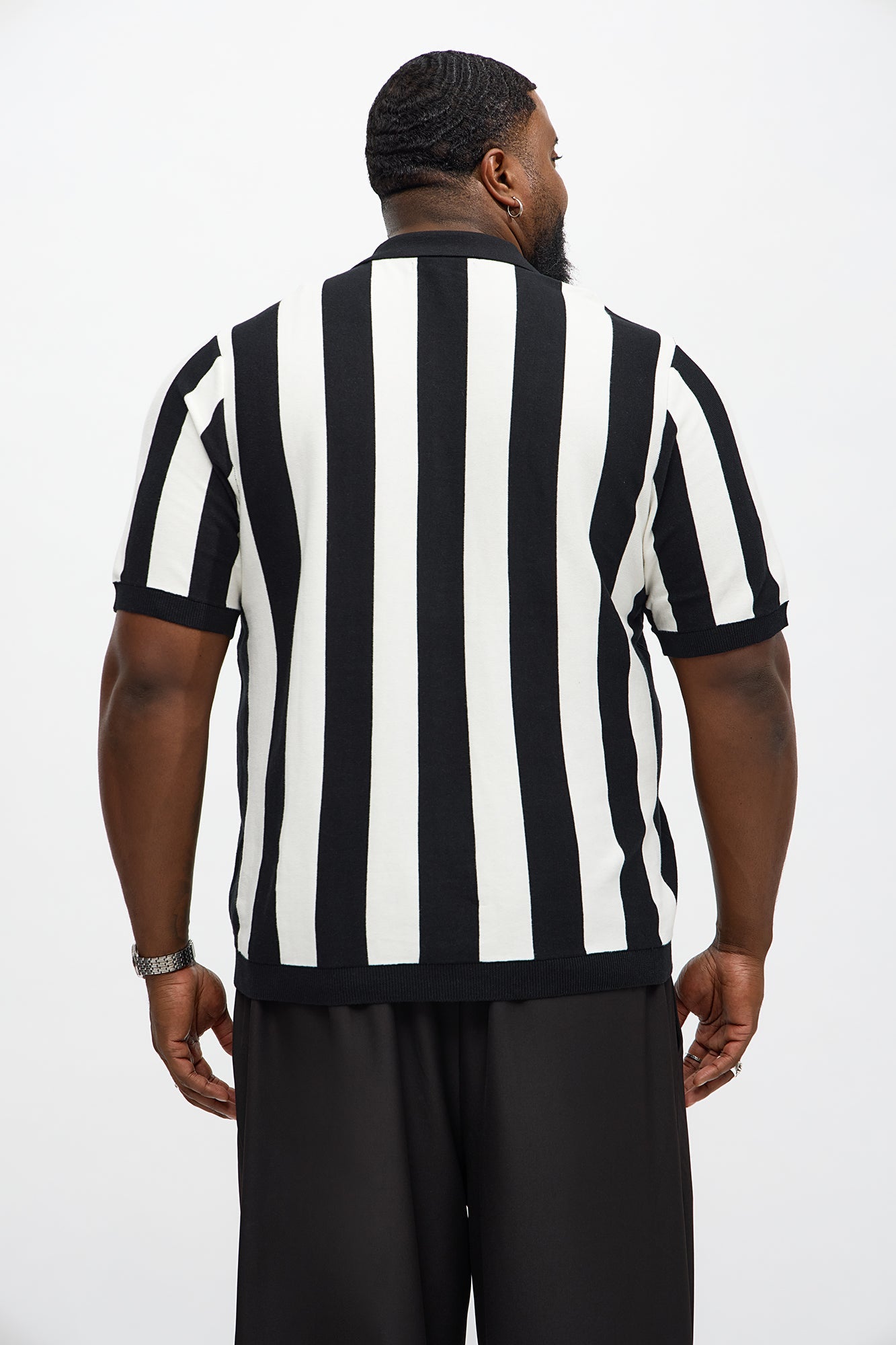 Old Sport Striped Short Sleeve Polo - Black/combo Fashion Nova