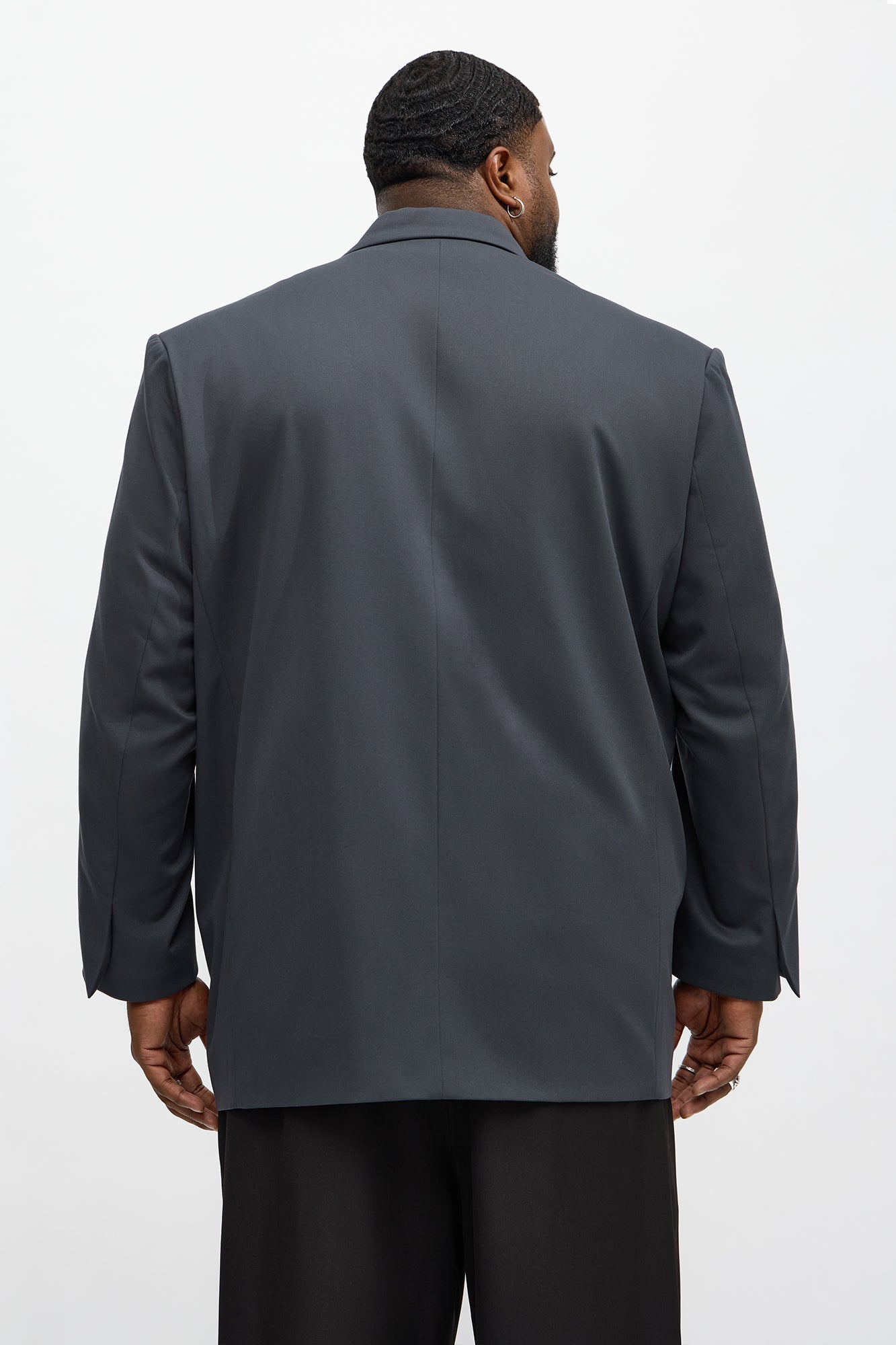 Oversized Quiet Authority Double Breasted Blazer - Charcoal Fashion Nova