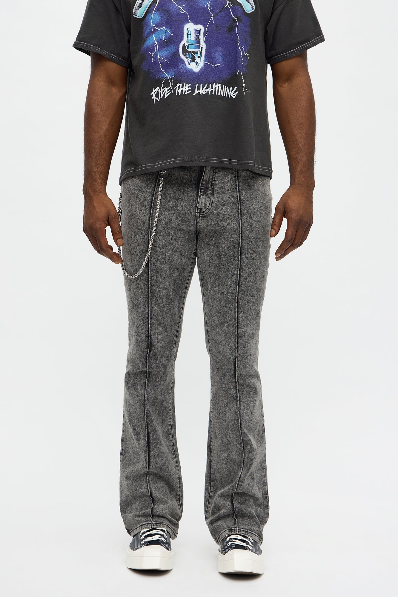 Stacked Skinny Flare Runaway Seam Jean - Black Wash Fashion Nova