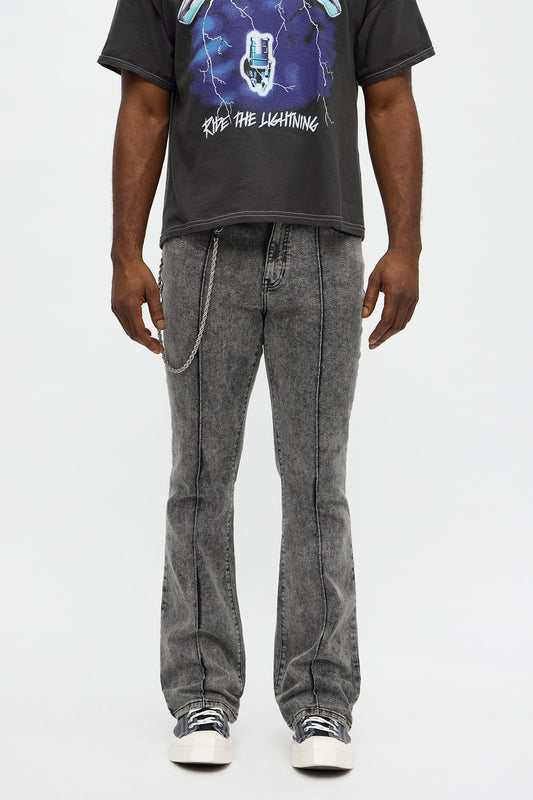 Stacked Skinny Flare Runaway Seam Jean - Black Wash Fashion Nova