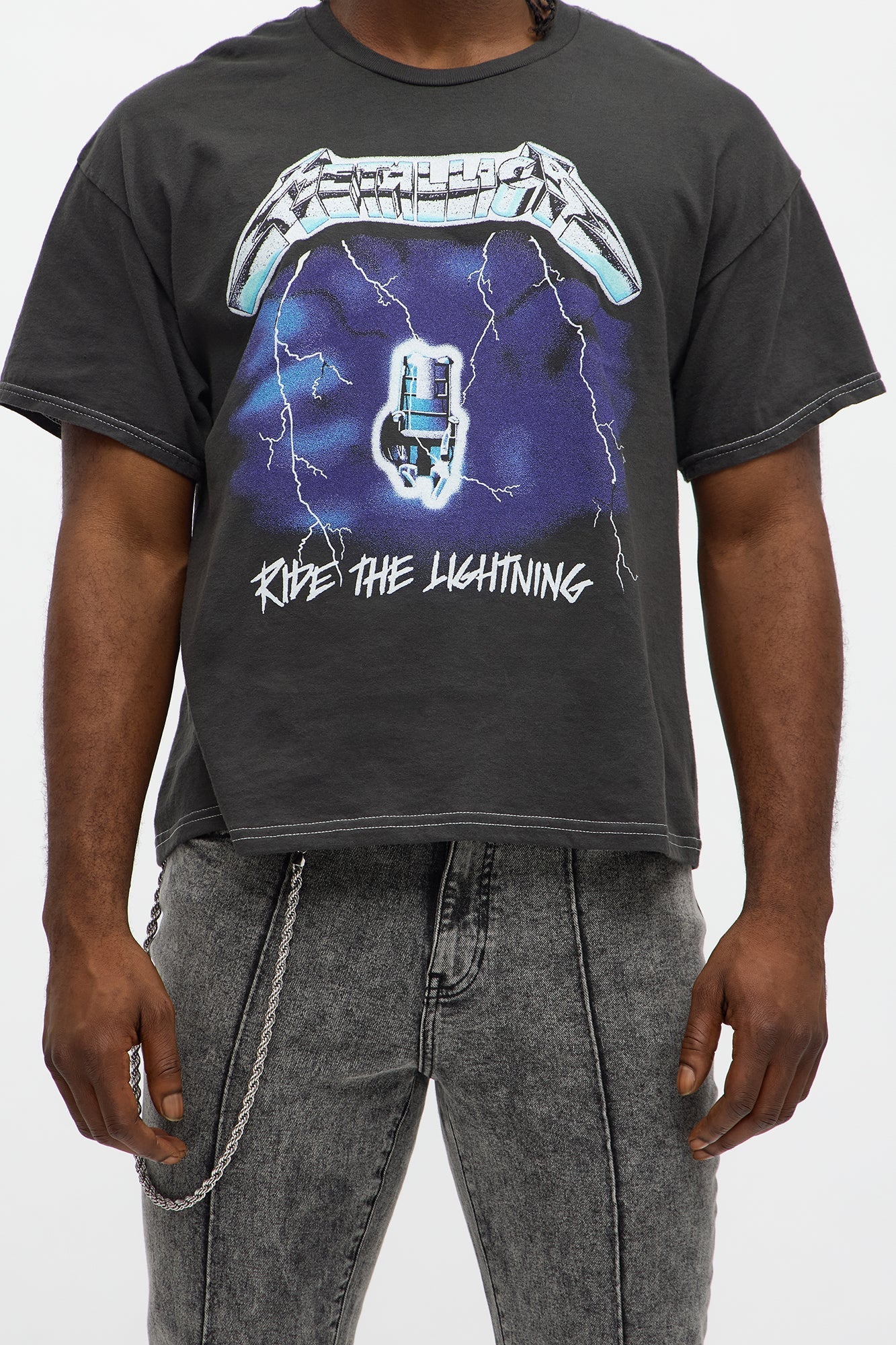 Metallica Ride The Lightning Boxy Short Sleeve Tee - Black Fashion Nova