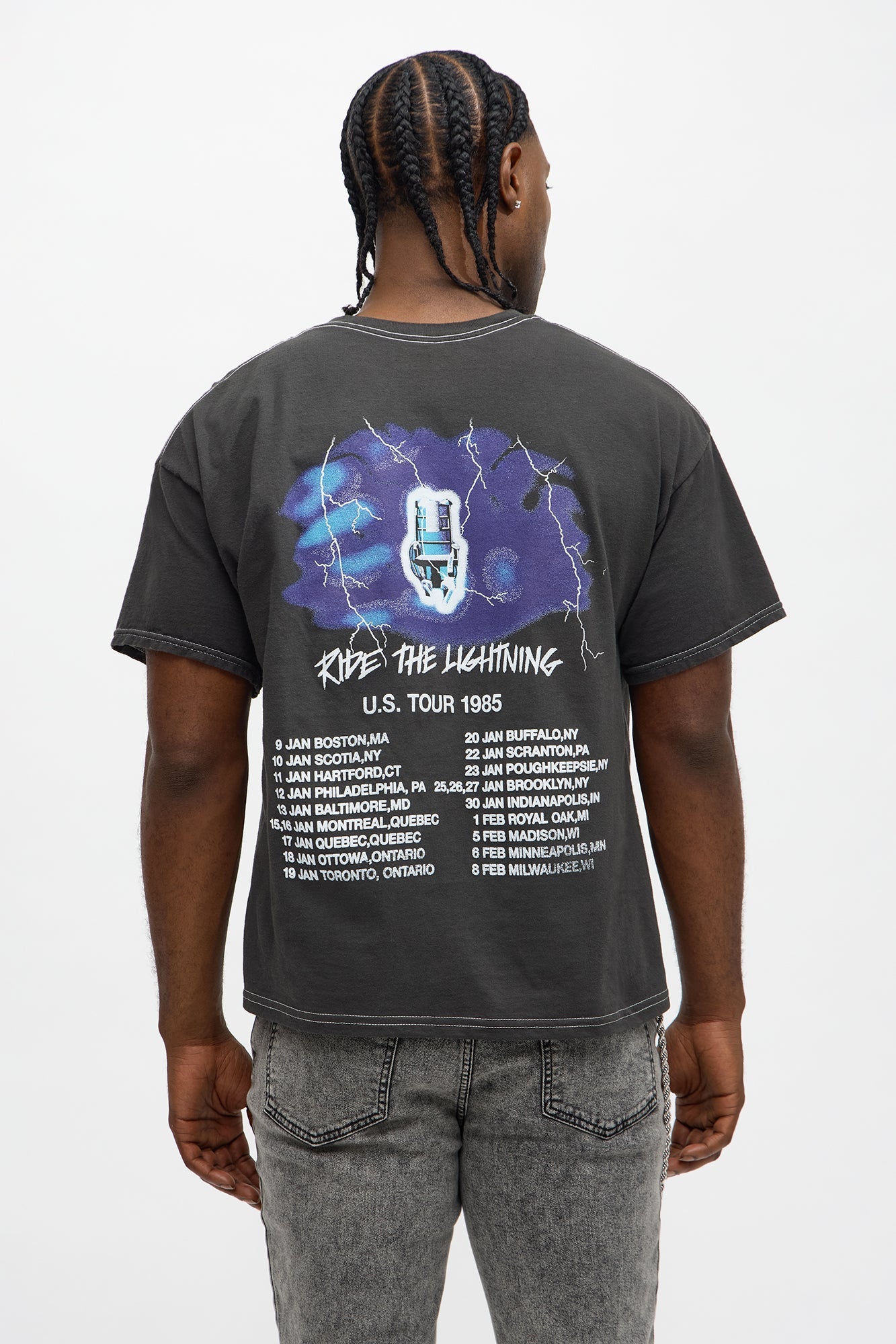 Metallica Ride The Lightning Boxy Short Sleeve Tee - Black Fashion Nova