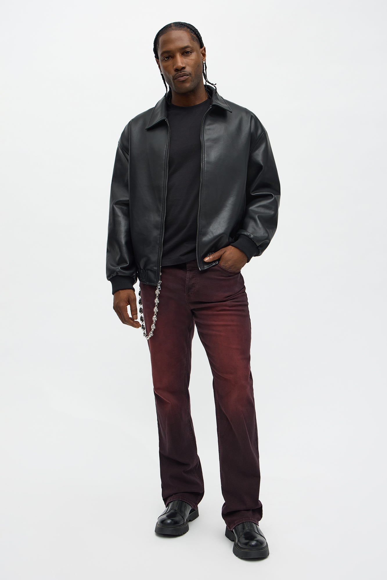 Stacked Slim Flare I'm That Ombre Jean - Burgundy Fashion Nova