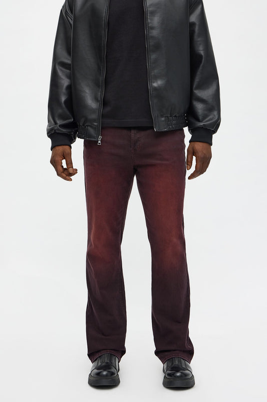 Stacked Slim Flare I'm That Ombre Jean - Burgundy Fashion Nova