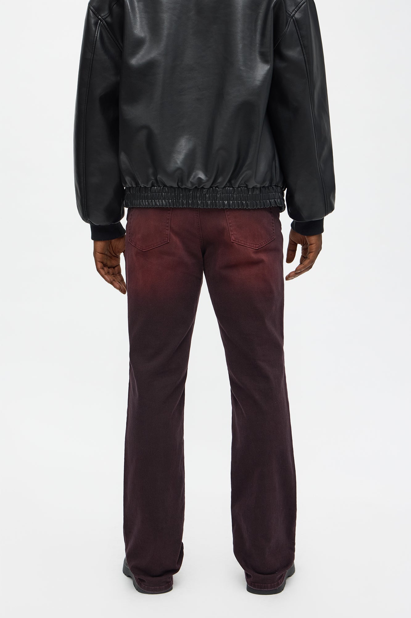 Stacked Slim Flare I'm That Ombre Jean - Burgundy Fashion Nova
