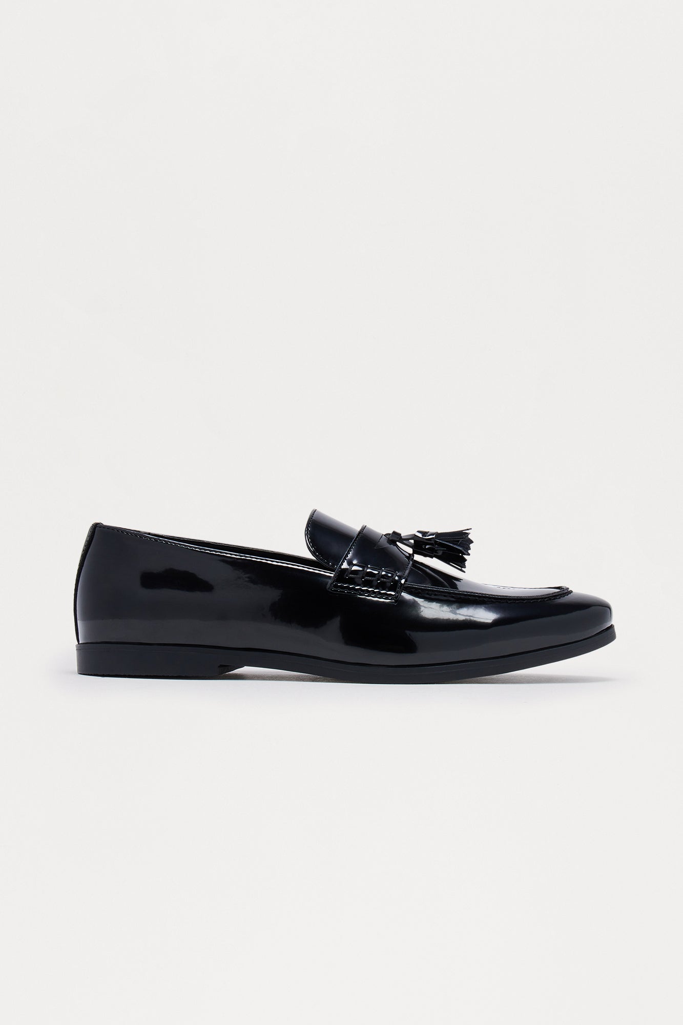 Dress Patent Leather Flat Tassel Loafer - Black Fashion Nova
