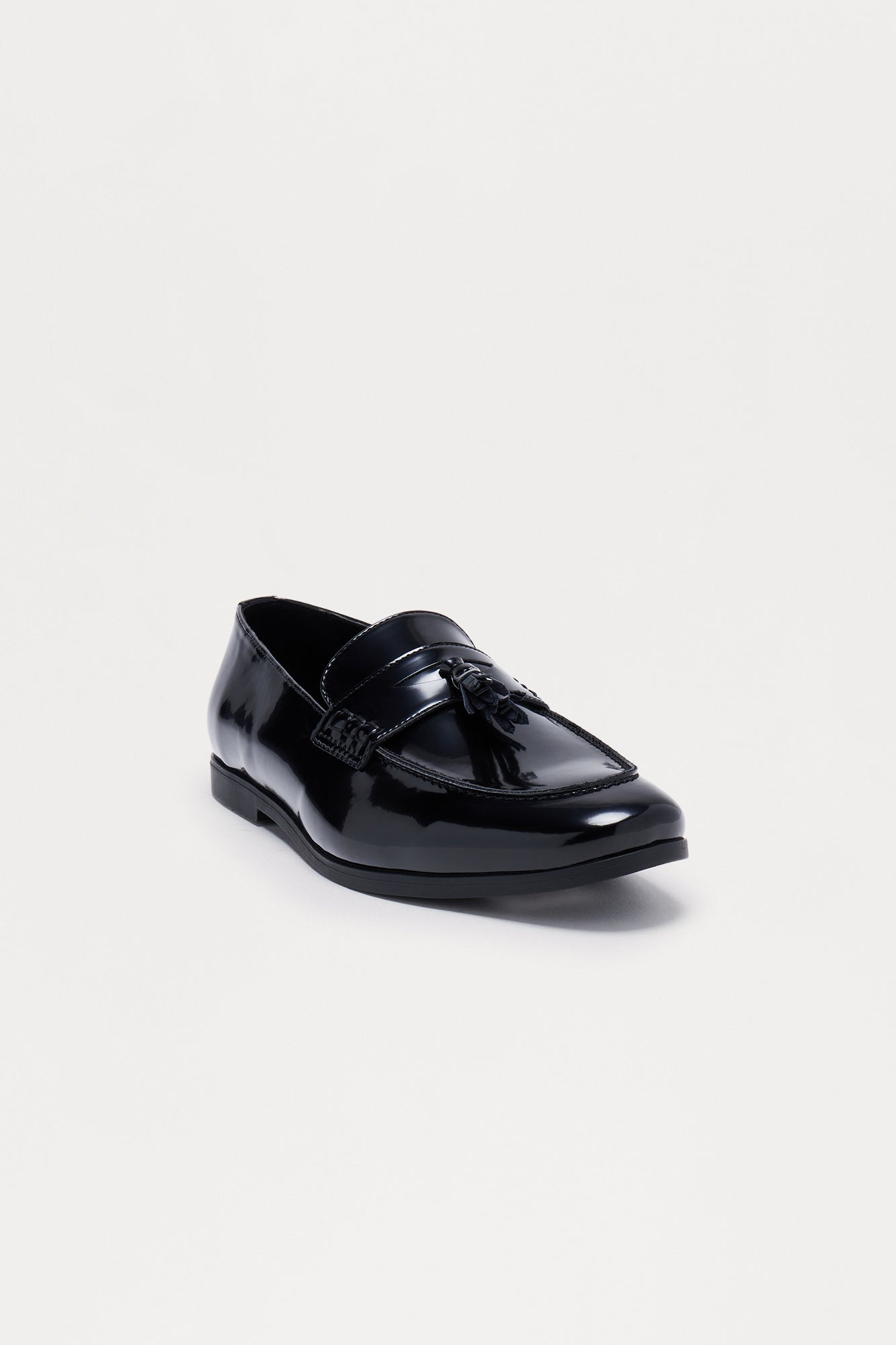 Dress Patent Leather Flat Tassel Loafer - Black Fashion Nova