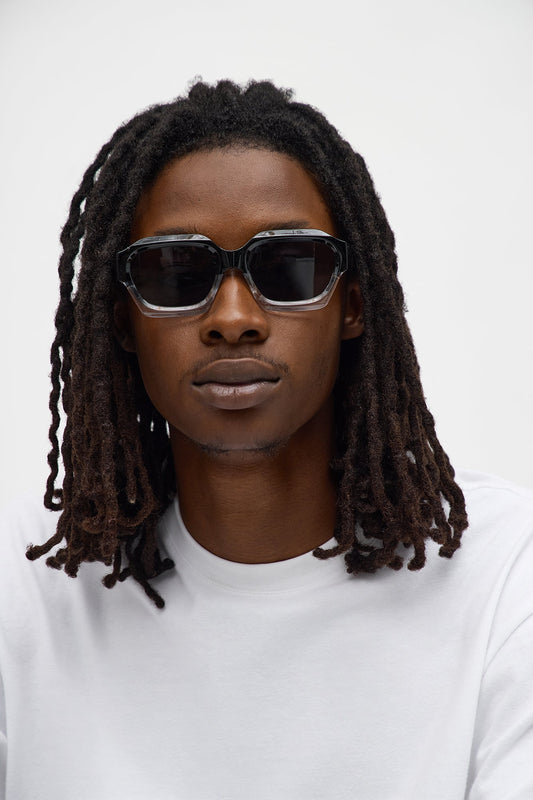 Two Tone Geometric Frame Color Lens Sunglasses - Black/combo Fashion Nova