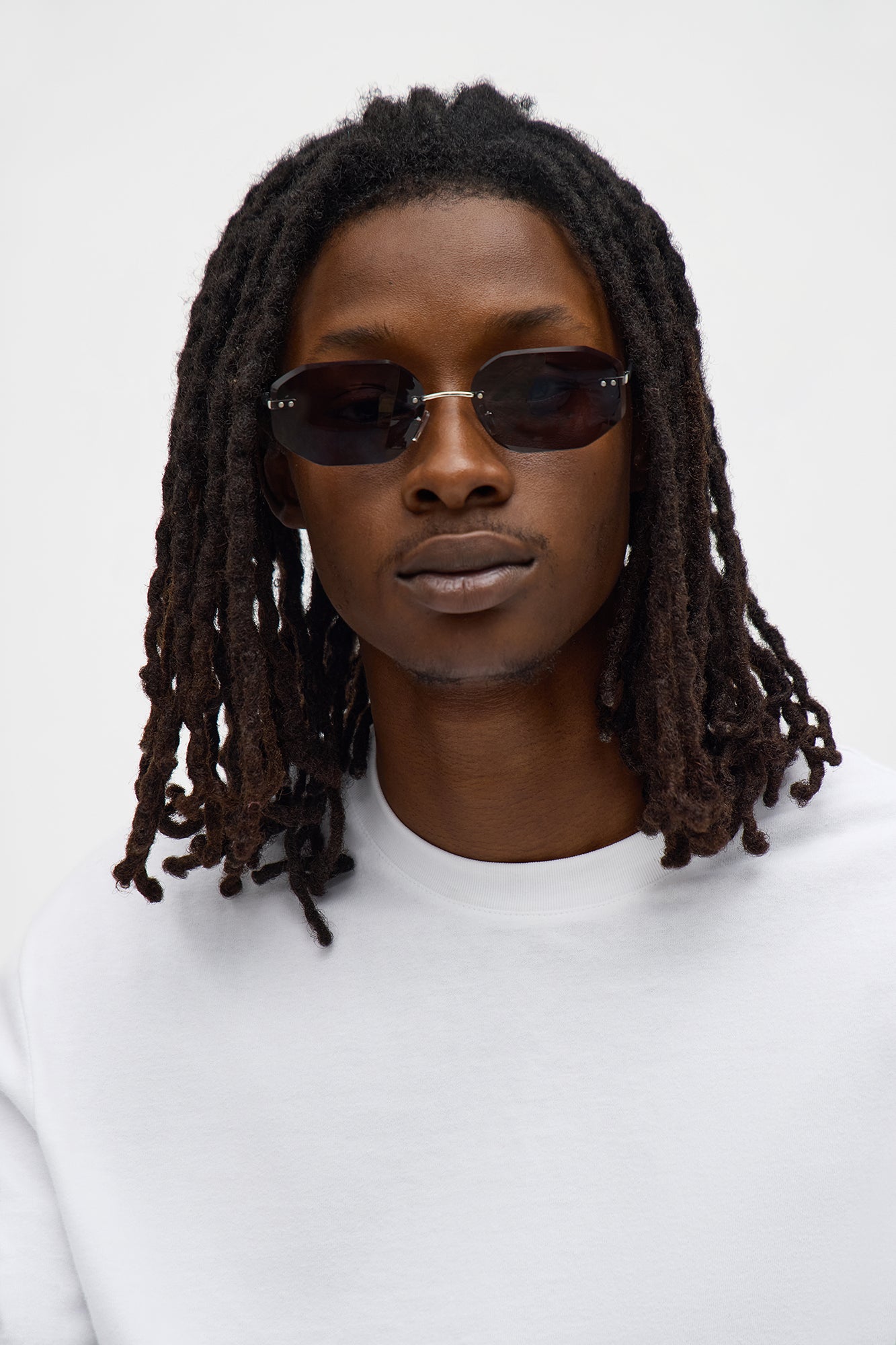 Frameless Geometric Colored Lens Sunglasses - Black/Smoke Fashion Nova