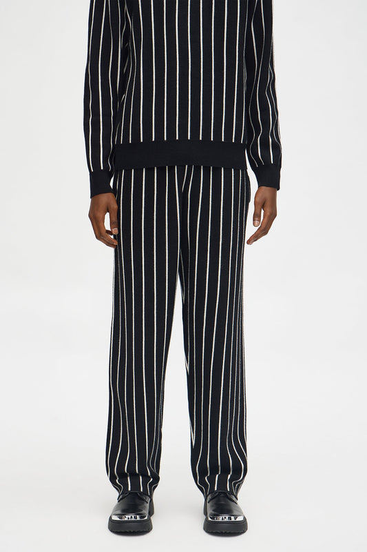 Straight Pinstripe Posh Sweater Knit Pant - Black/combo Fashion Nova