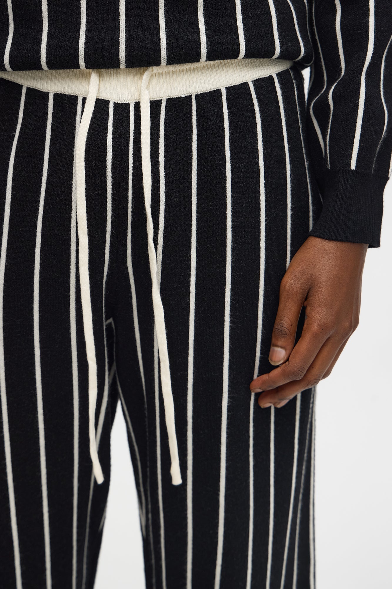 Straight Pinstripe Posh Sweater Knit Pant - Black/combo Fashion Nova