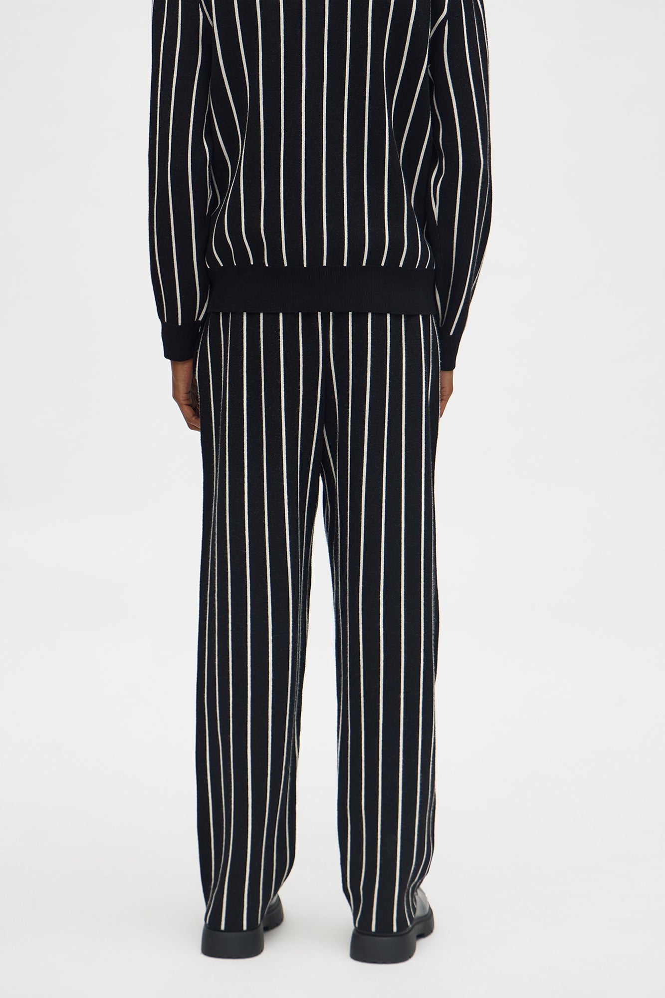 Straight Pinstripe Posh Sweater Knit Pant - Black/combo Fashion Nova