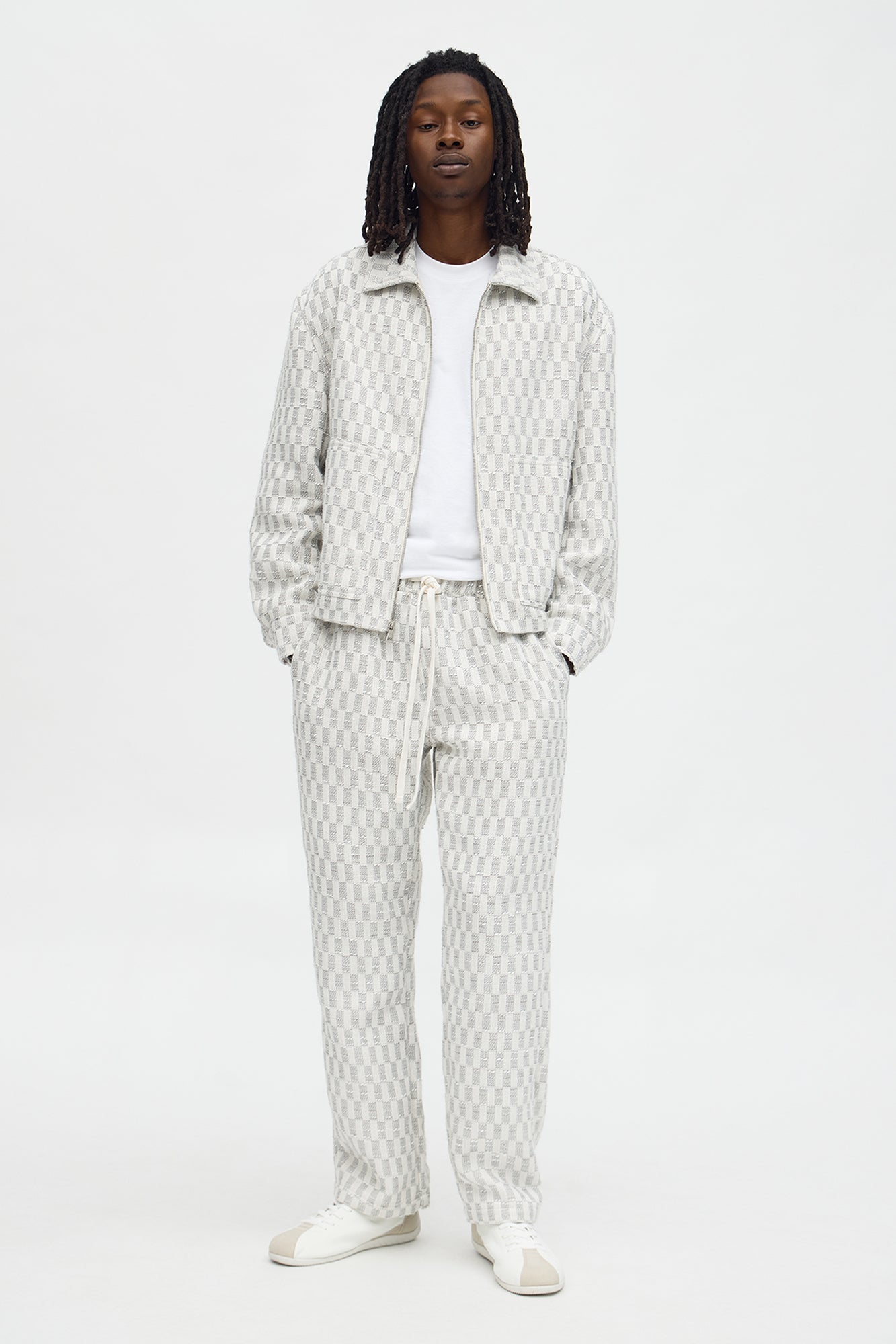 Slim Slit Flare Checker Pant - Cream Fashion Nova