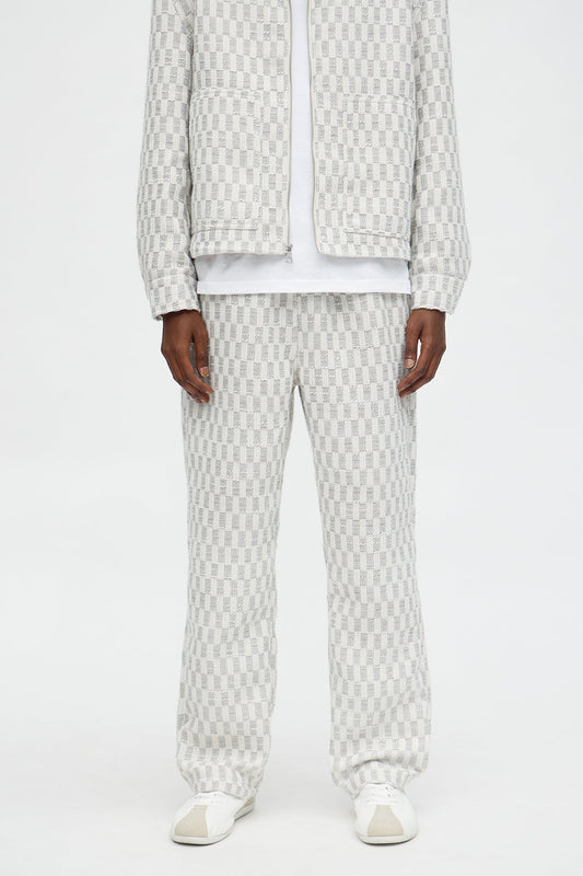 Slim Slit Flare Checker Pant - Cream Fashion Nova