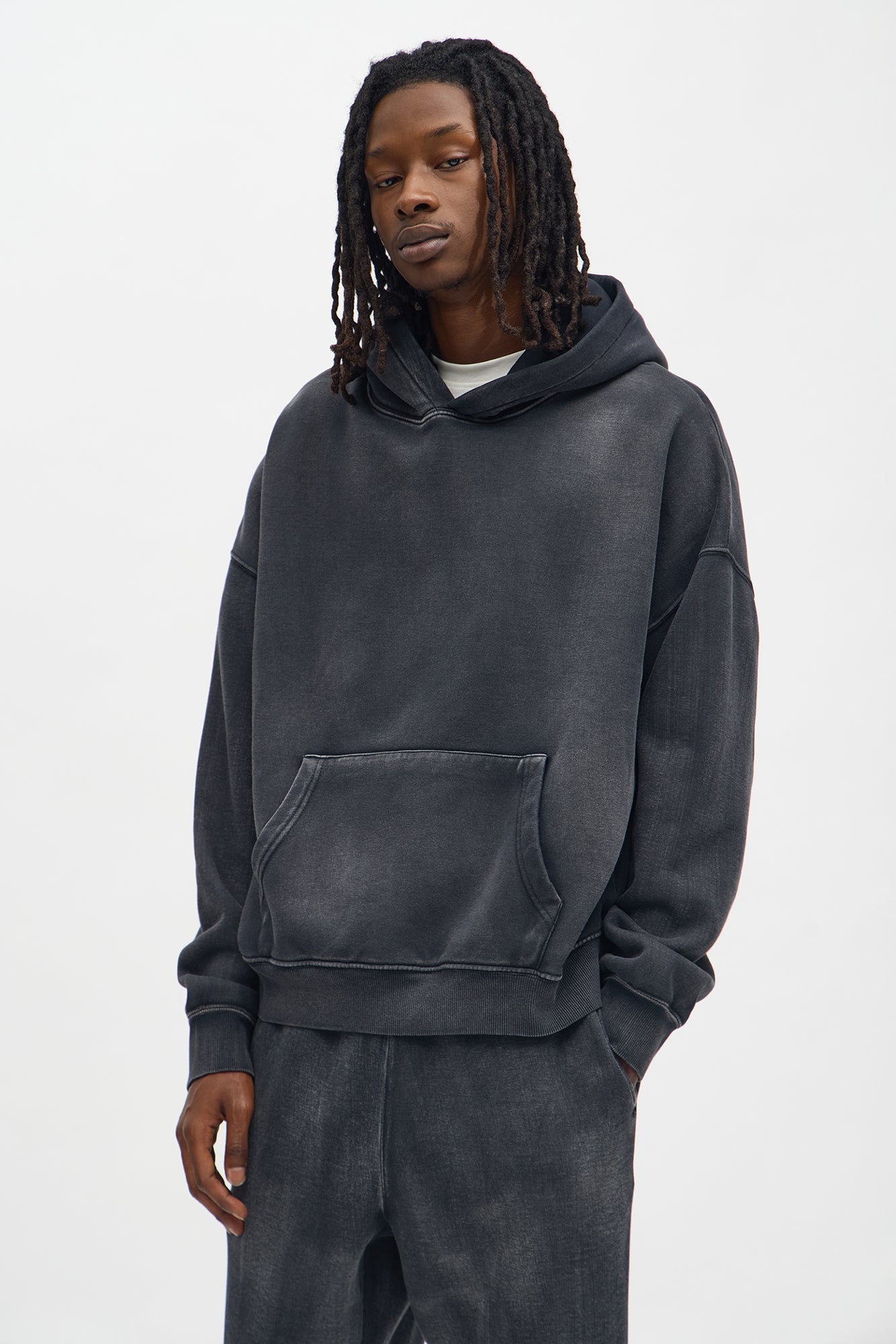 Acid Wash Oversized Heavyweight Hoodie - Black Fashion Nova