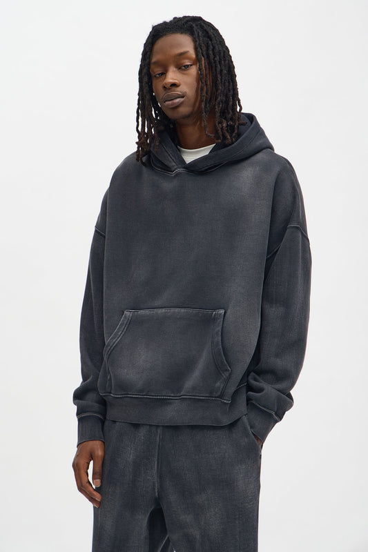 Acid Wash Oversized Heavyweight Hoodie - Black Fashion Nova