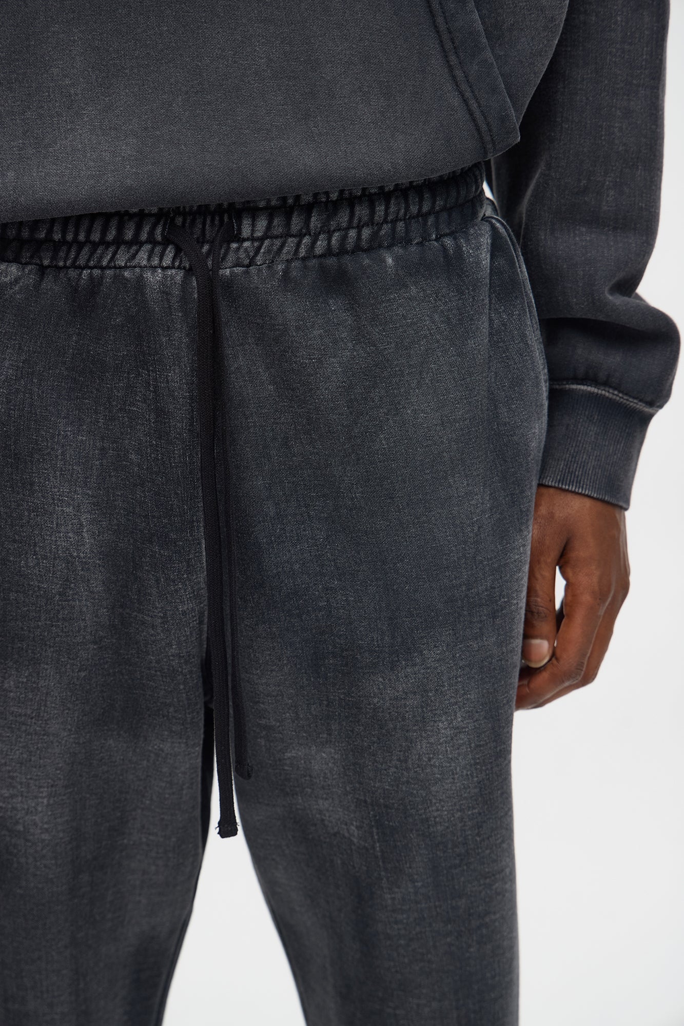 Acid Wash Heavyweight Slim Flare Sweatpants - Black Fashion Nova