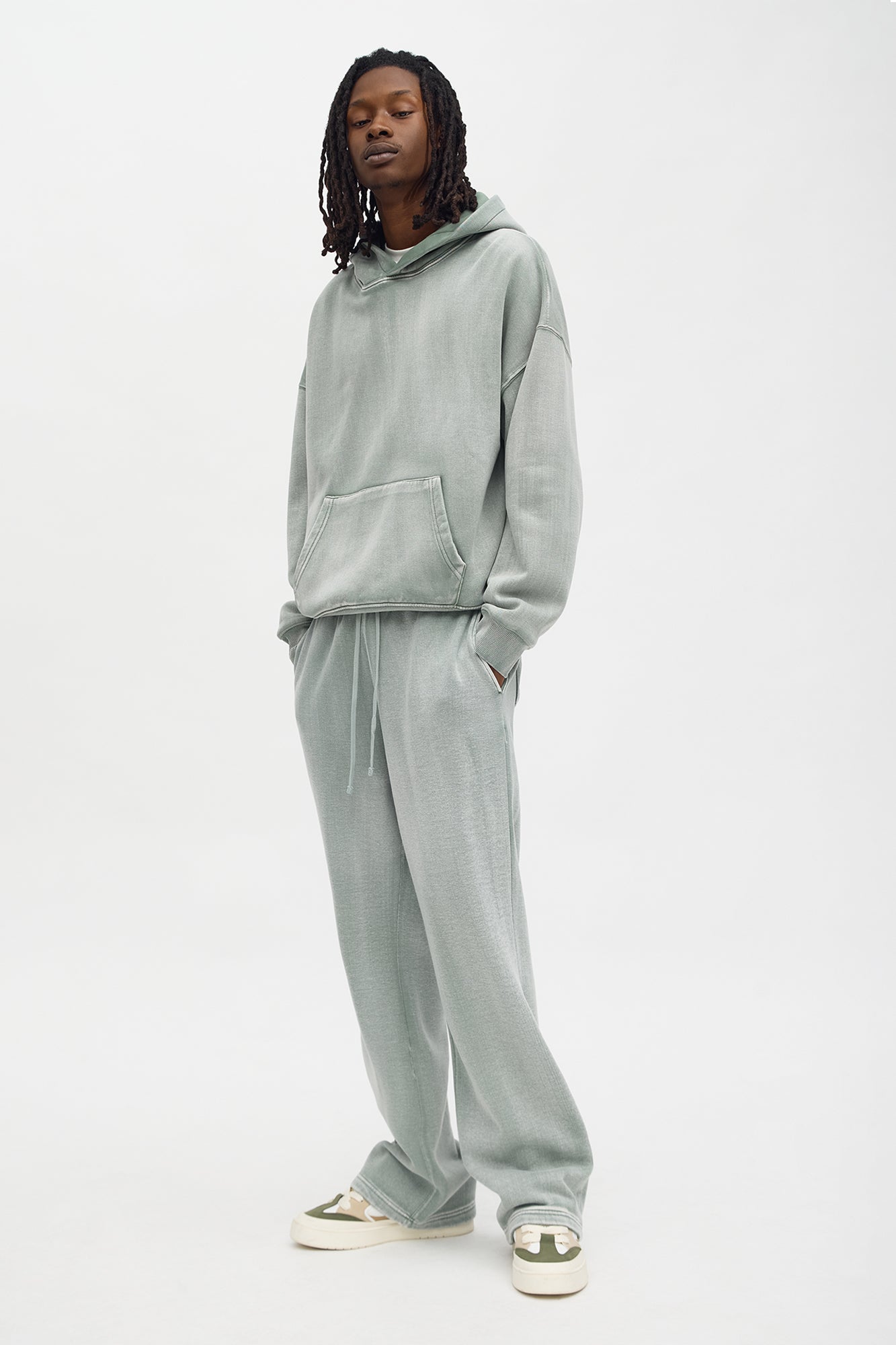Acid Wash Heavyweight Slim Flare Sweatpants - Sage Fashion Nova