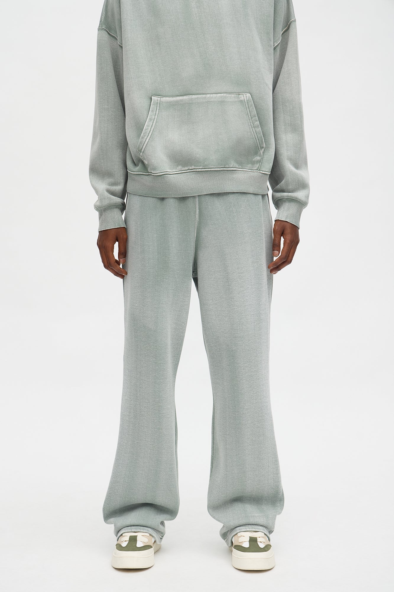 Acid Wash Heavyweight Slim Flare Sweatpants - Sage Fashion Nova