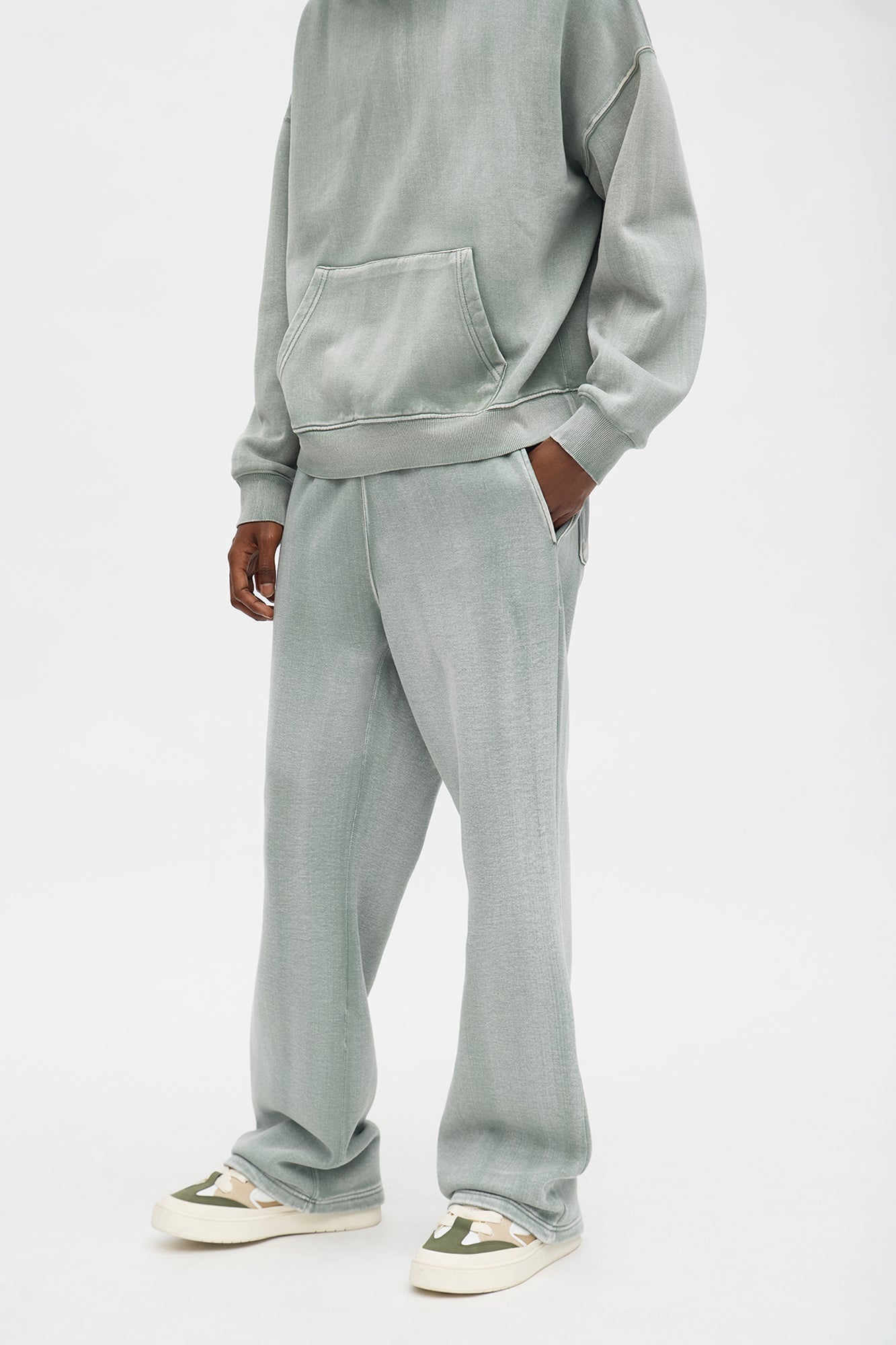 Acid Wash Heavyweight Slim Flare Sweatpants - Sage Fashion Nova
