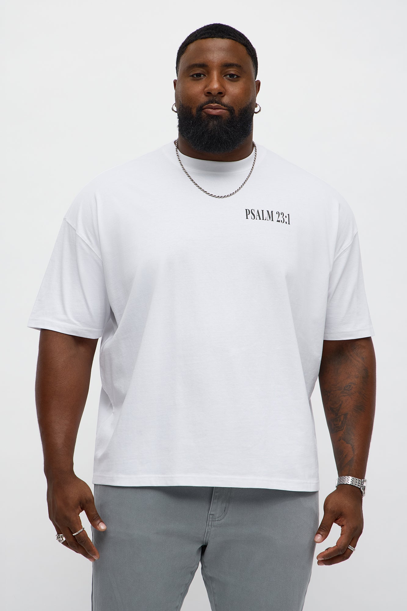 Psalms 23 Verse 1 Oversized Short Sleeve Tee - White Fashion Nova
