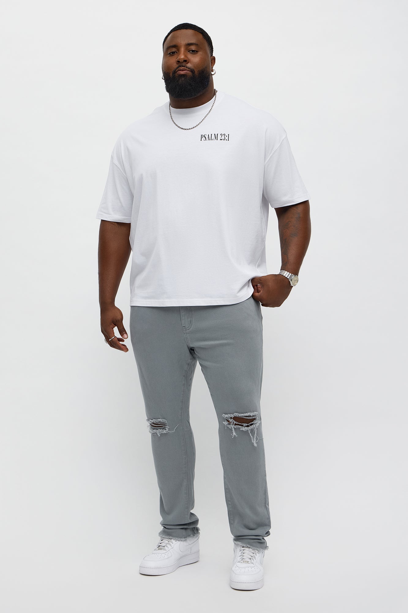 Stacked Skinny Staying Busy Distressed Pant - Grey Fashion Nova
