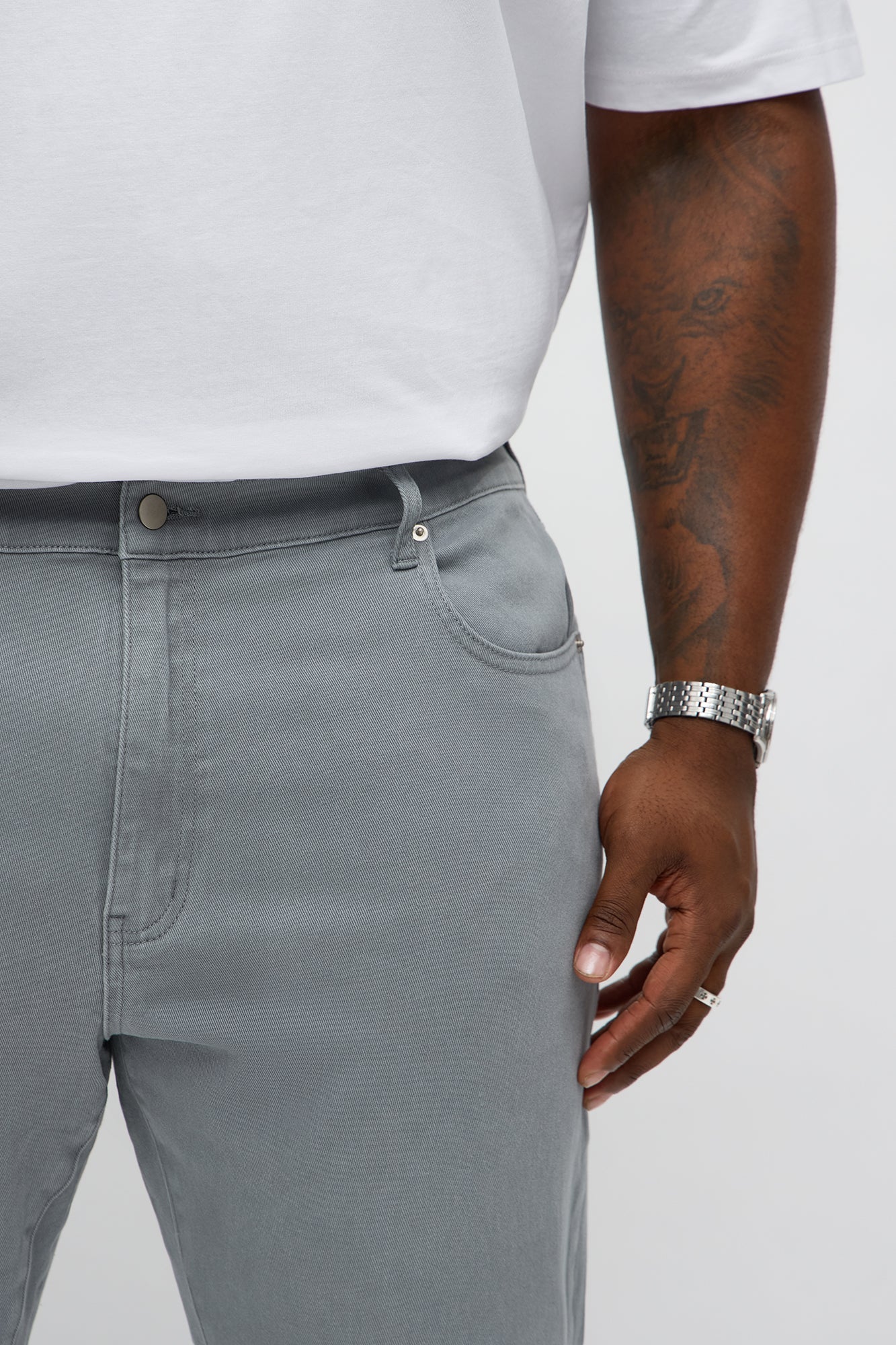 Stacked Skinny Staying Busy Distressed Pant - Grey Fashion Nova