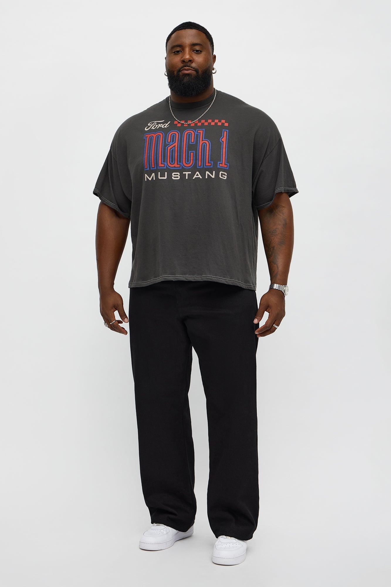 Ford Mach 1 Mustang Boxy Short Sleeve Tee - Black Fashion Nova