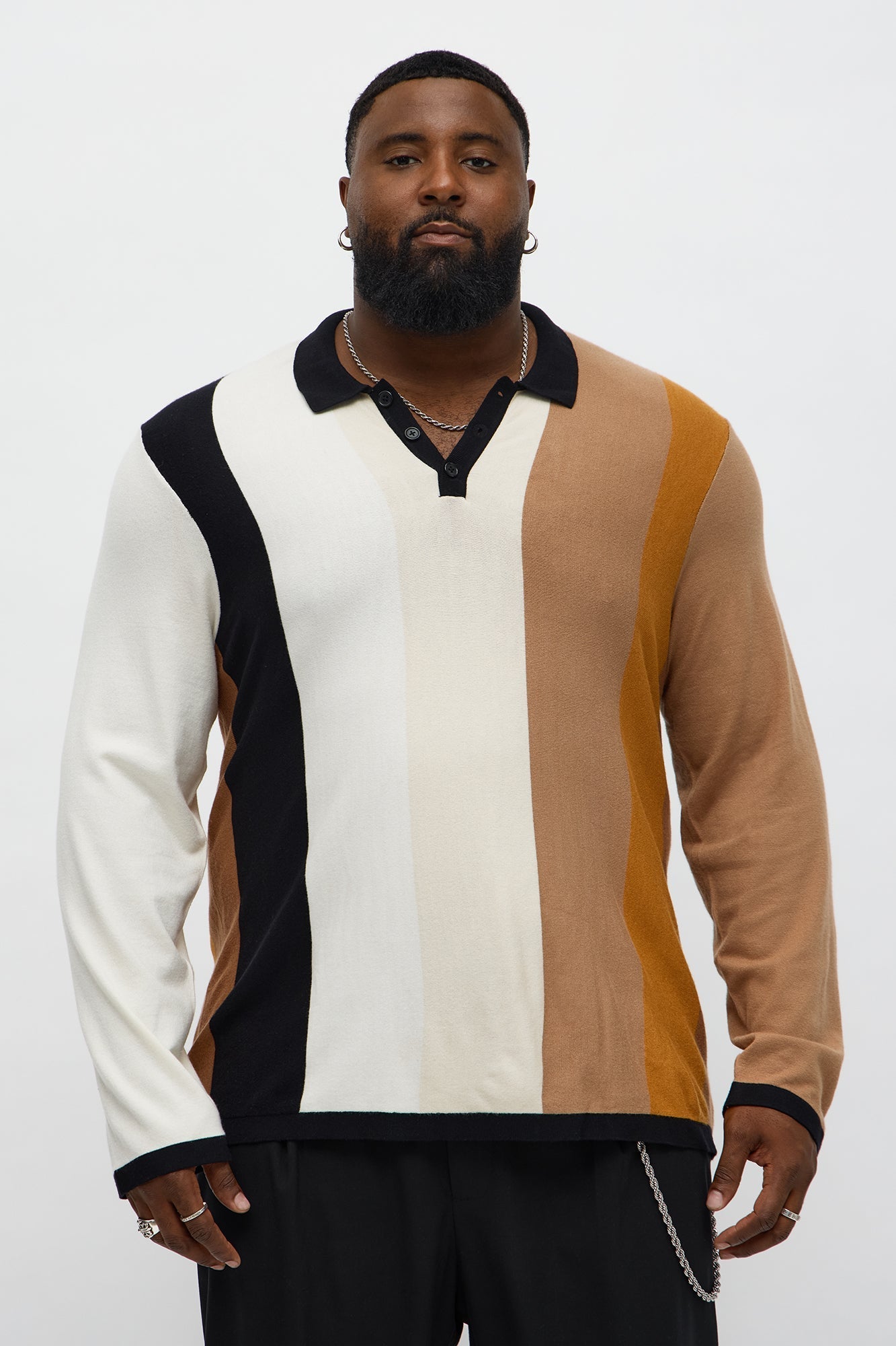 New Level Striped Polo 2.0 - Brown Combo Fashion Nova