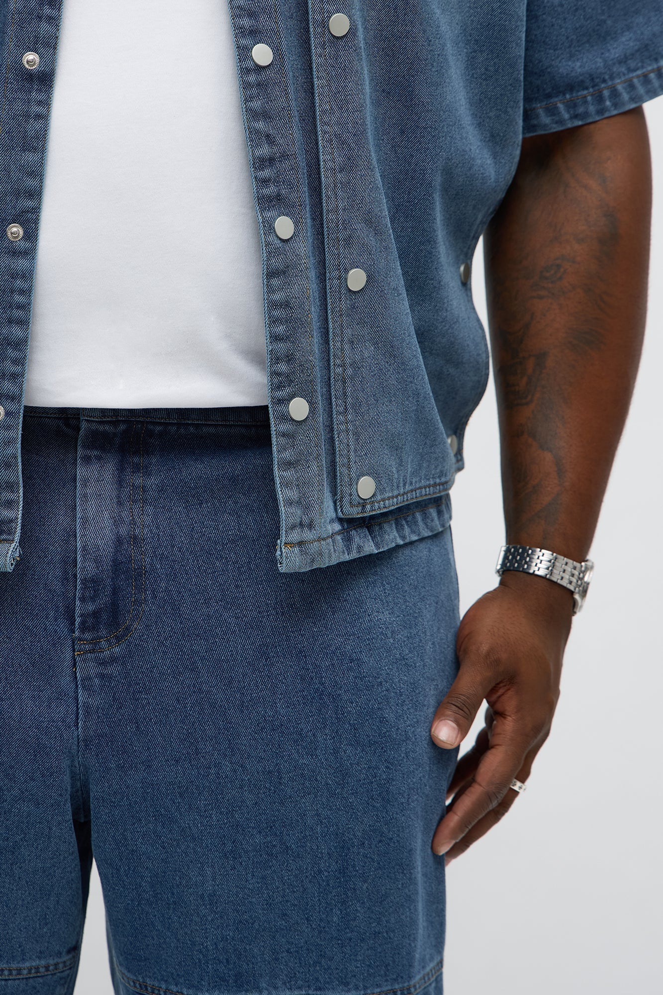Straight Utility Snap Panel Jean - Dark Wash Fashion Nova