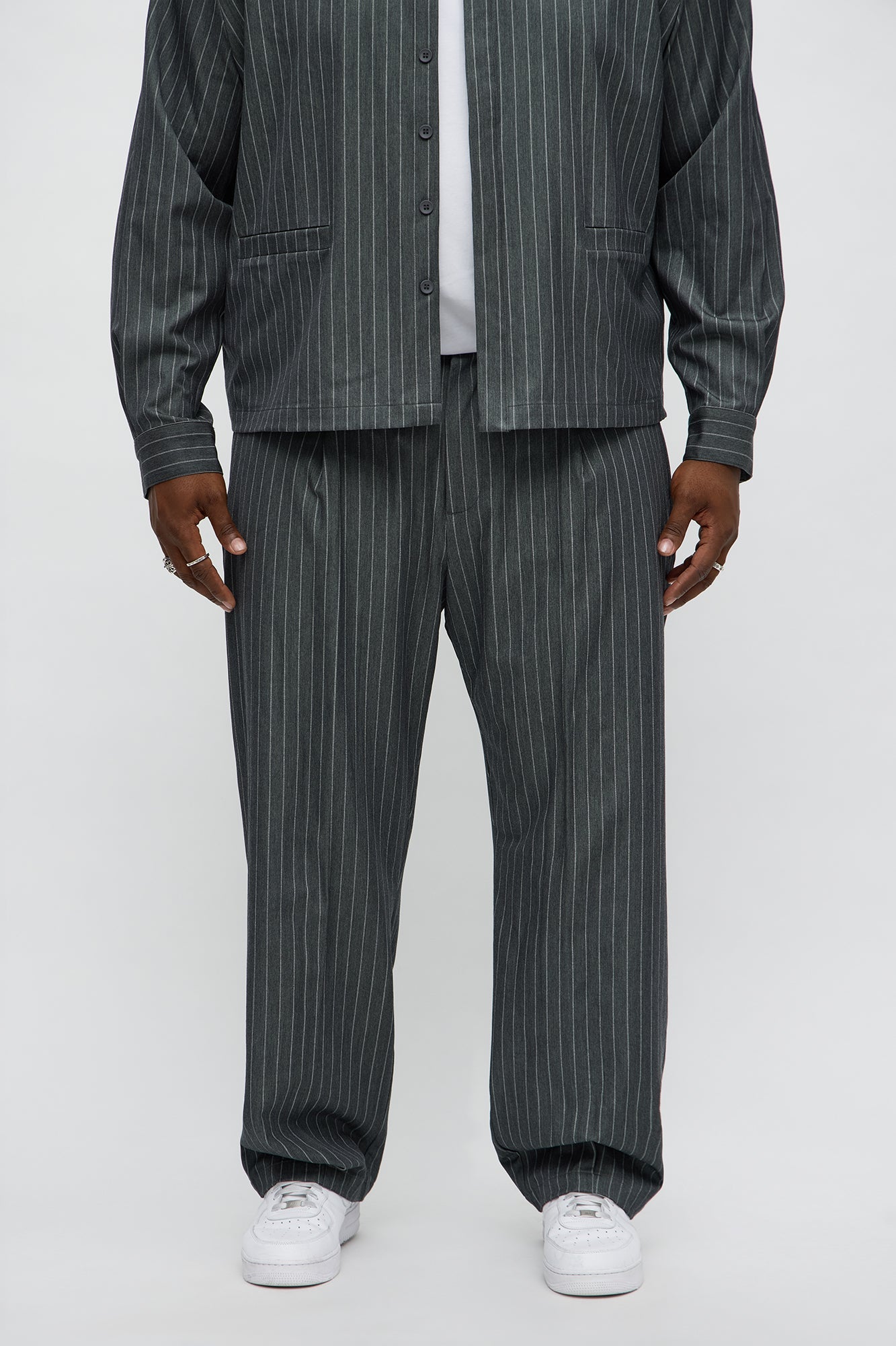 Slim Fit Straight Striped 2.0 Trouser - Dark Grey Fashion Nova