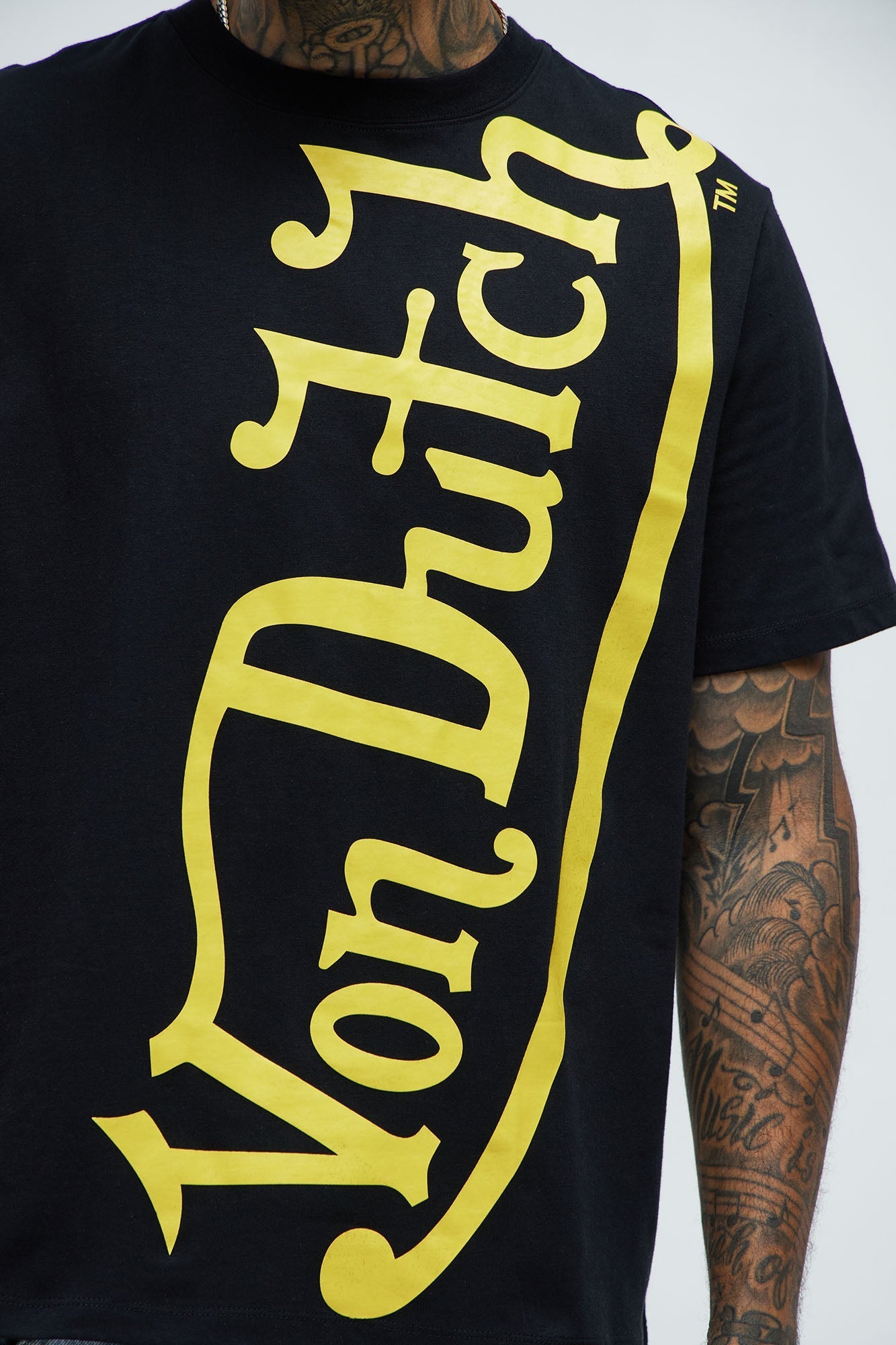 Von Dutch Blasted Short Sleeve Tee - Black/Yellow Fashion Nova