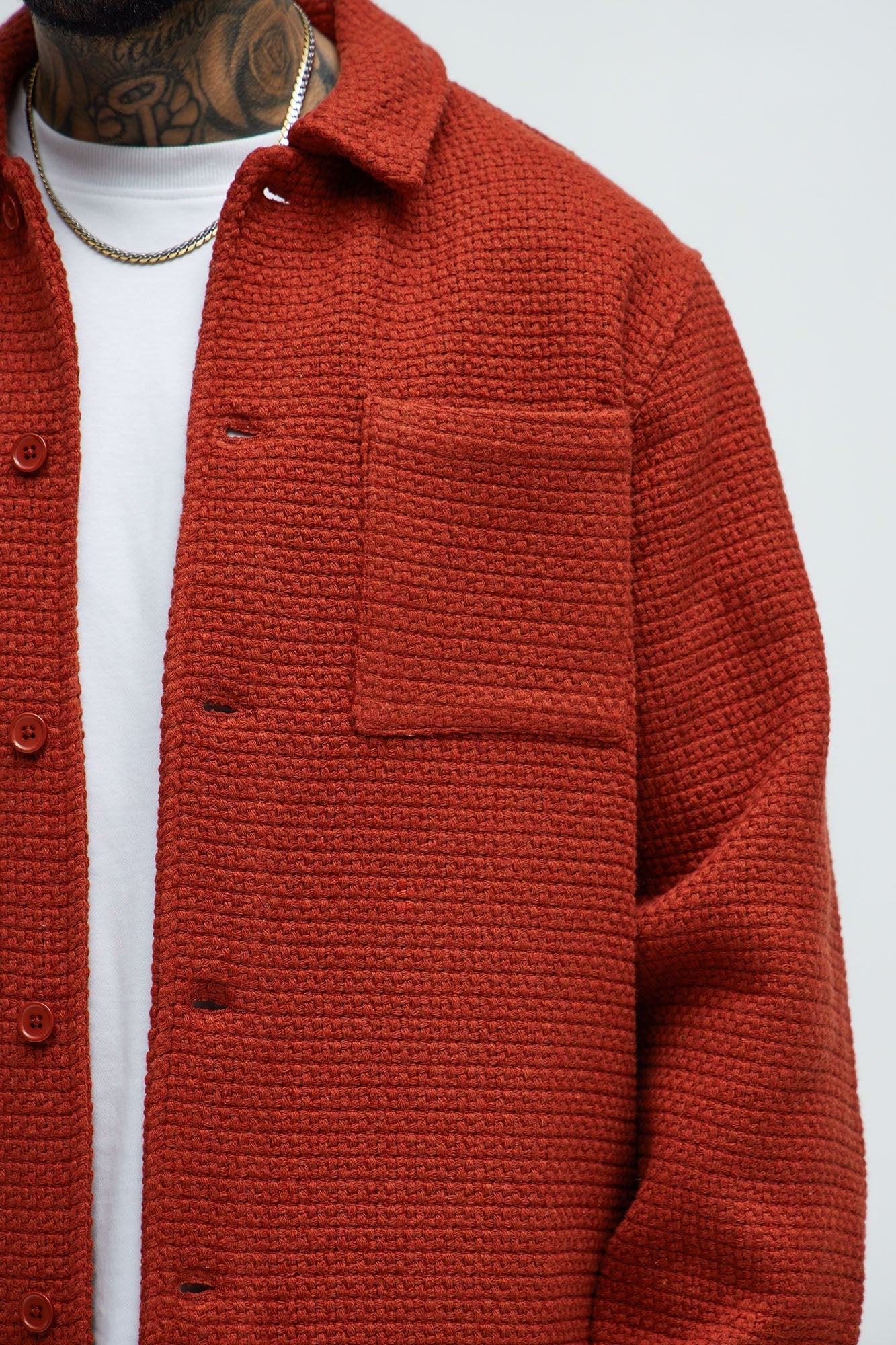 Linden Textured Button Up Shirt - Rust Fashion Nova