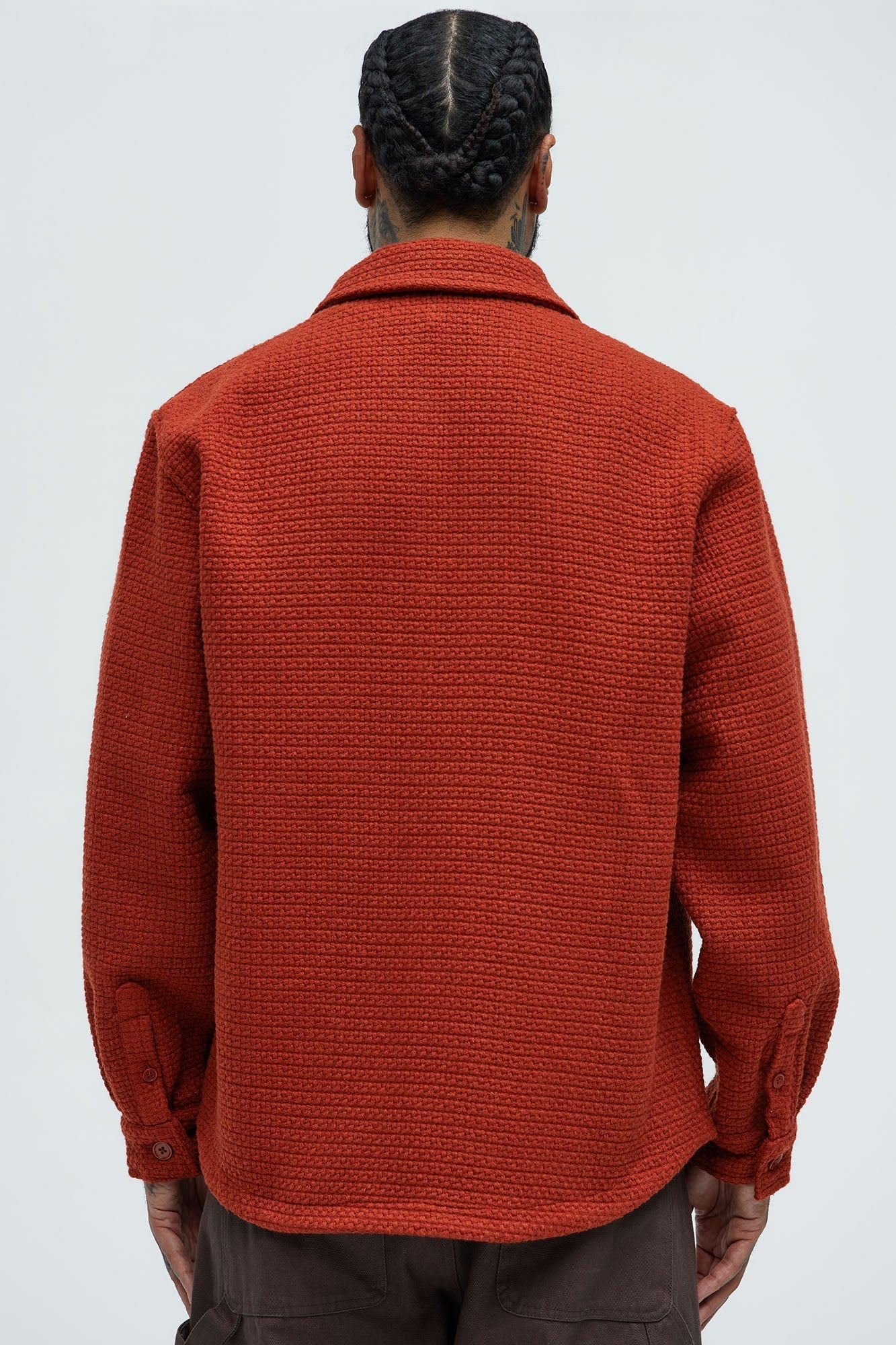 Linden Textured Button Up Shirt - Rust Fashion Nova