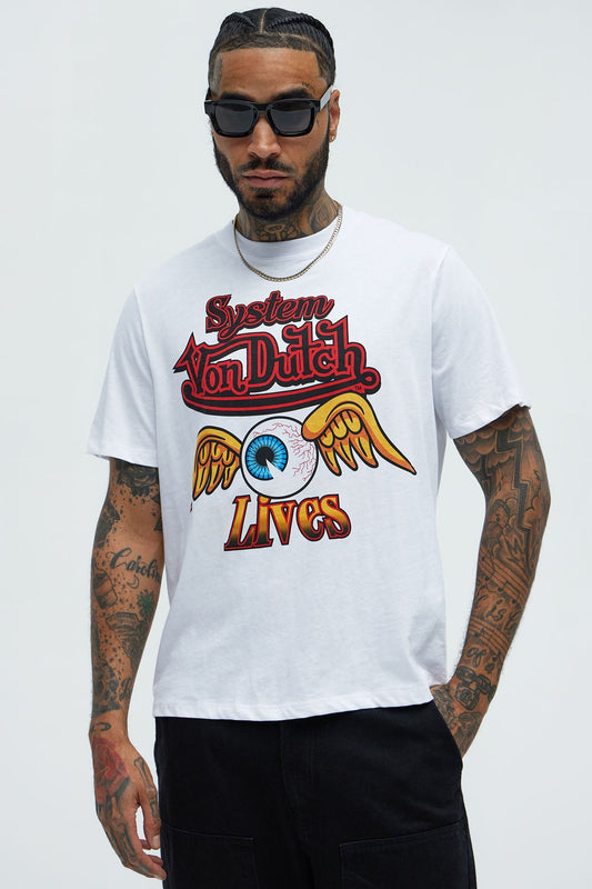 Von Dutch System Lives Short Sleeve Tee - White Fashion Nova