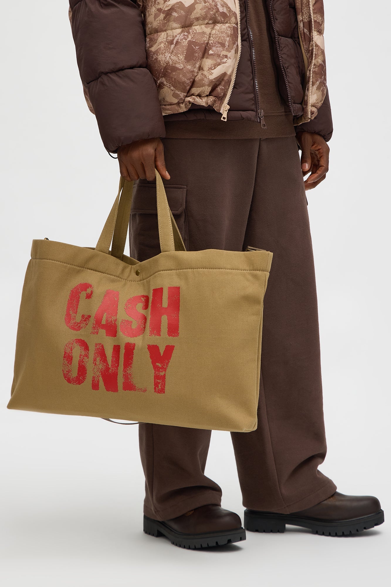 Cash Only Canvas Messenger Bag - Tan Fashion Nova