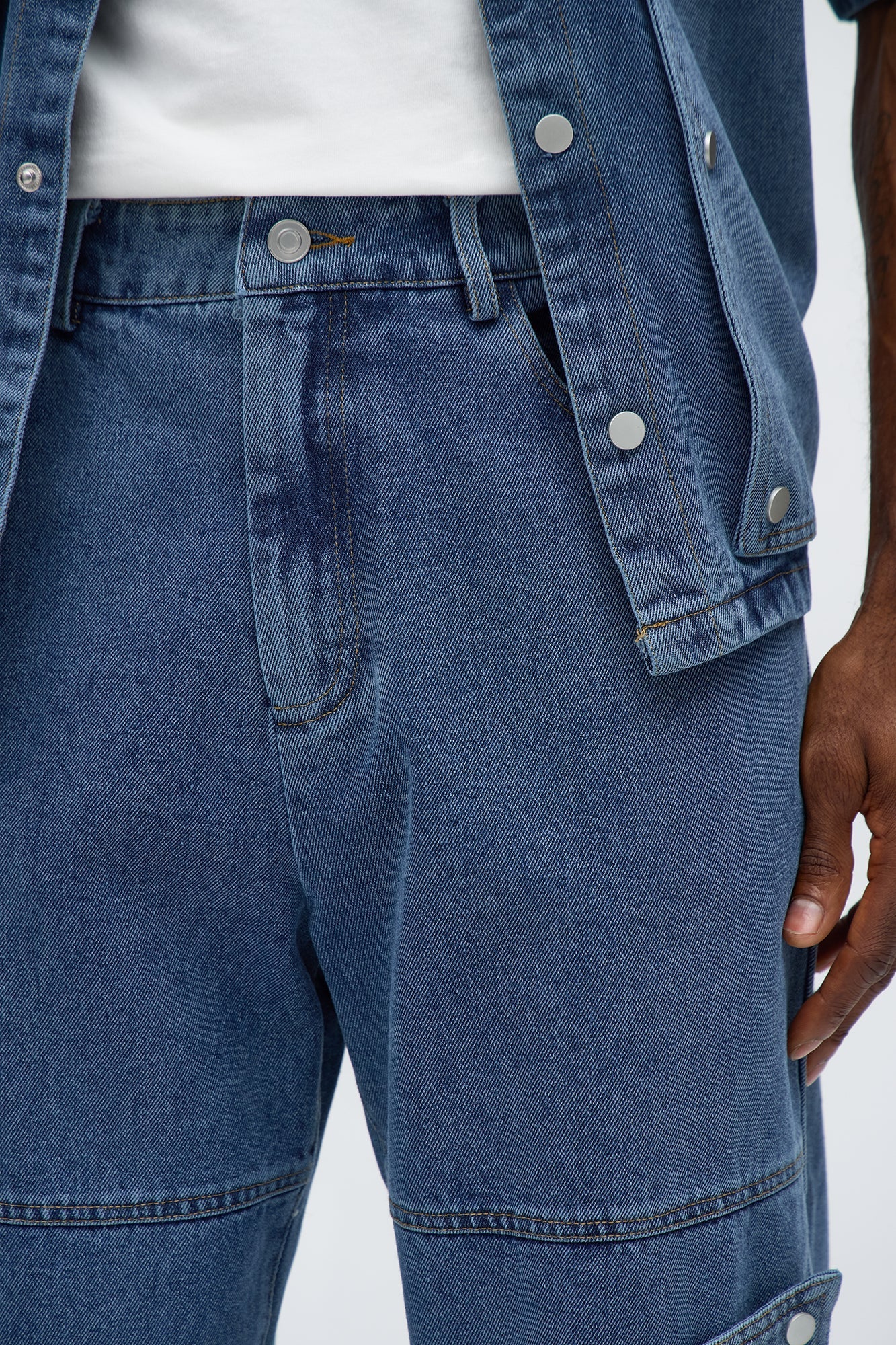 Straight Utility Snap Panel Jean - Dark Wash Fashion Nova