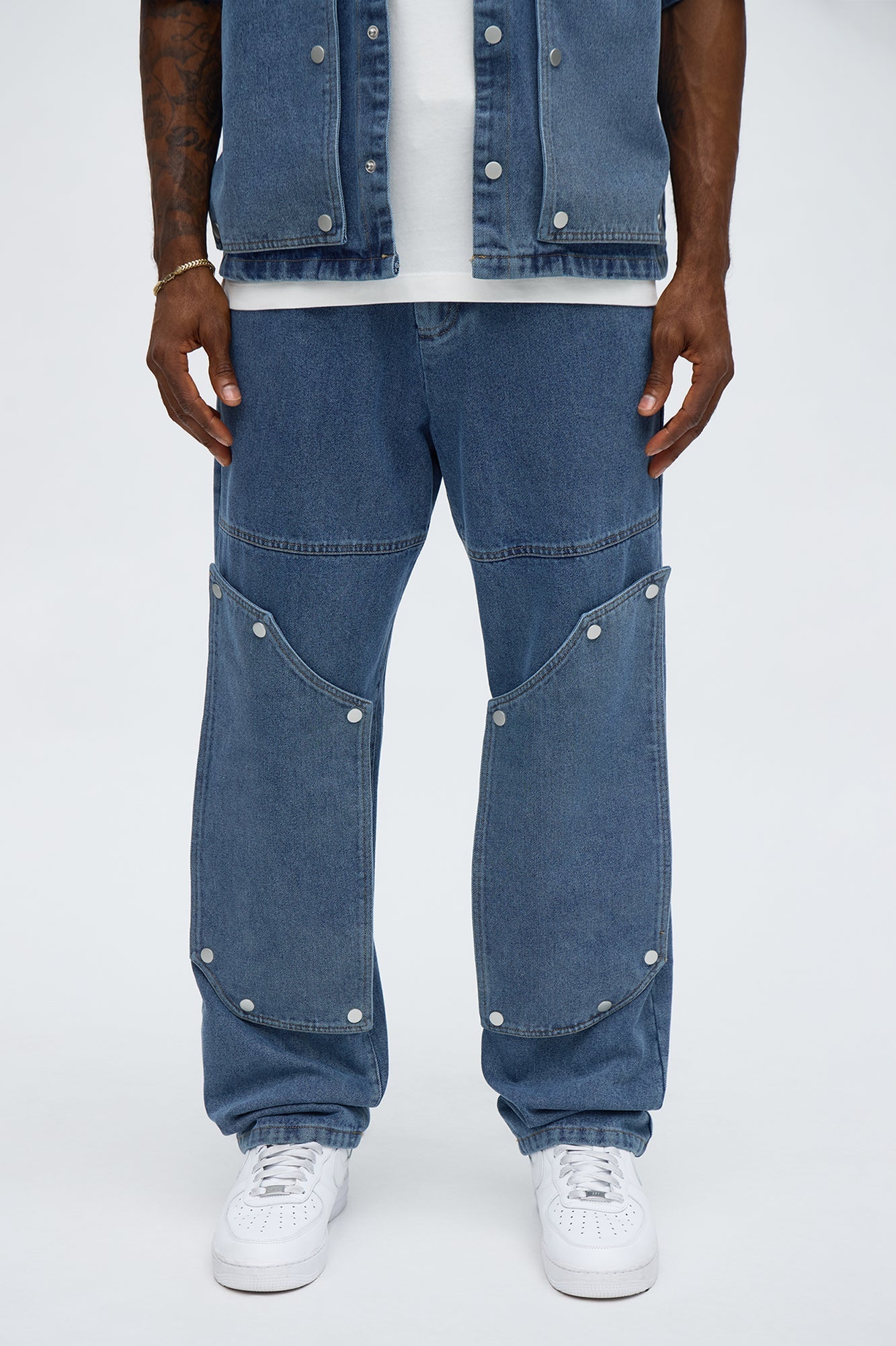 Straight Utility Snap Panel Jean - Dark Wash Fashion Nova