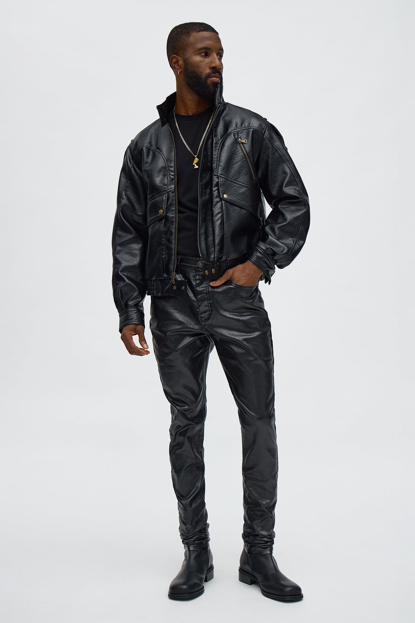 Stacked Skinny High Shine Wax Coated Jean - Black Fashion Nova