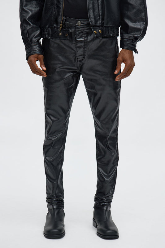 Stacked Skinny High Shine Wax Coated Jean - Black Fashion Nova