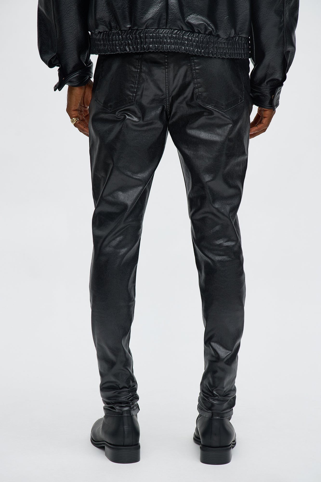 Stacked Skinny High Shine Wax Coated Jean - Black Fashion Nova