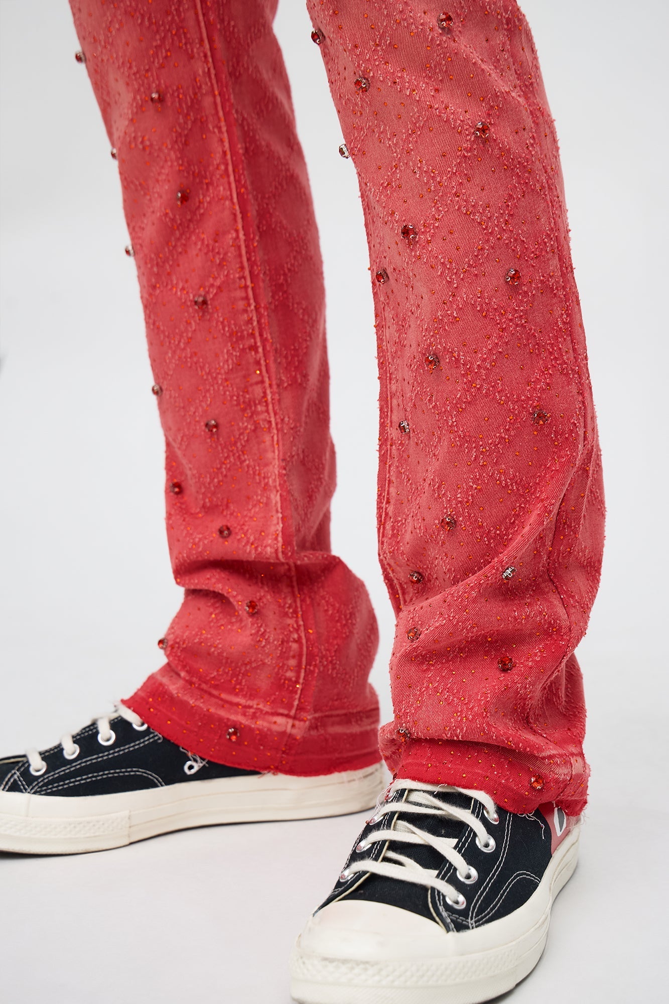 Stacked Slim Flare We WIldin In Bling Jean - Red Fashion Nova