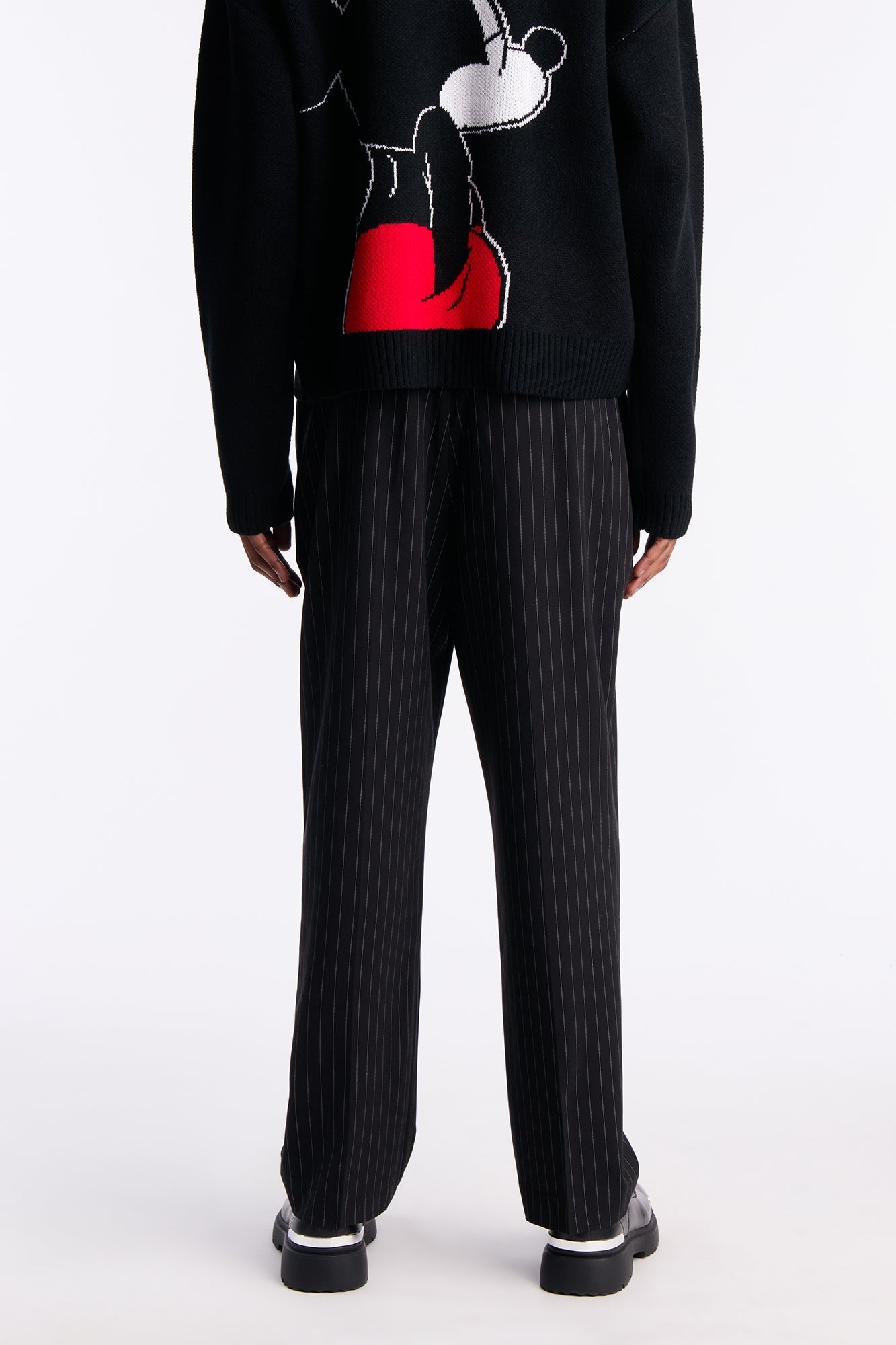 Straight Harlow Pinstripe Drawstring Pant - Black Fashion Nova
