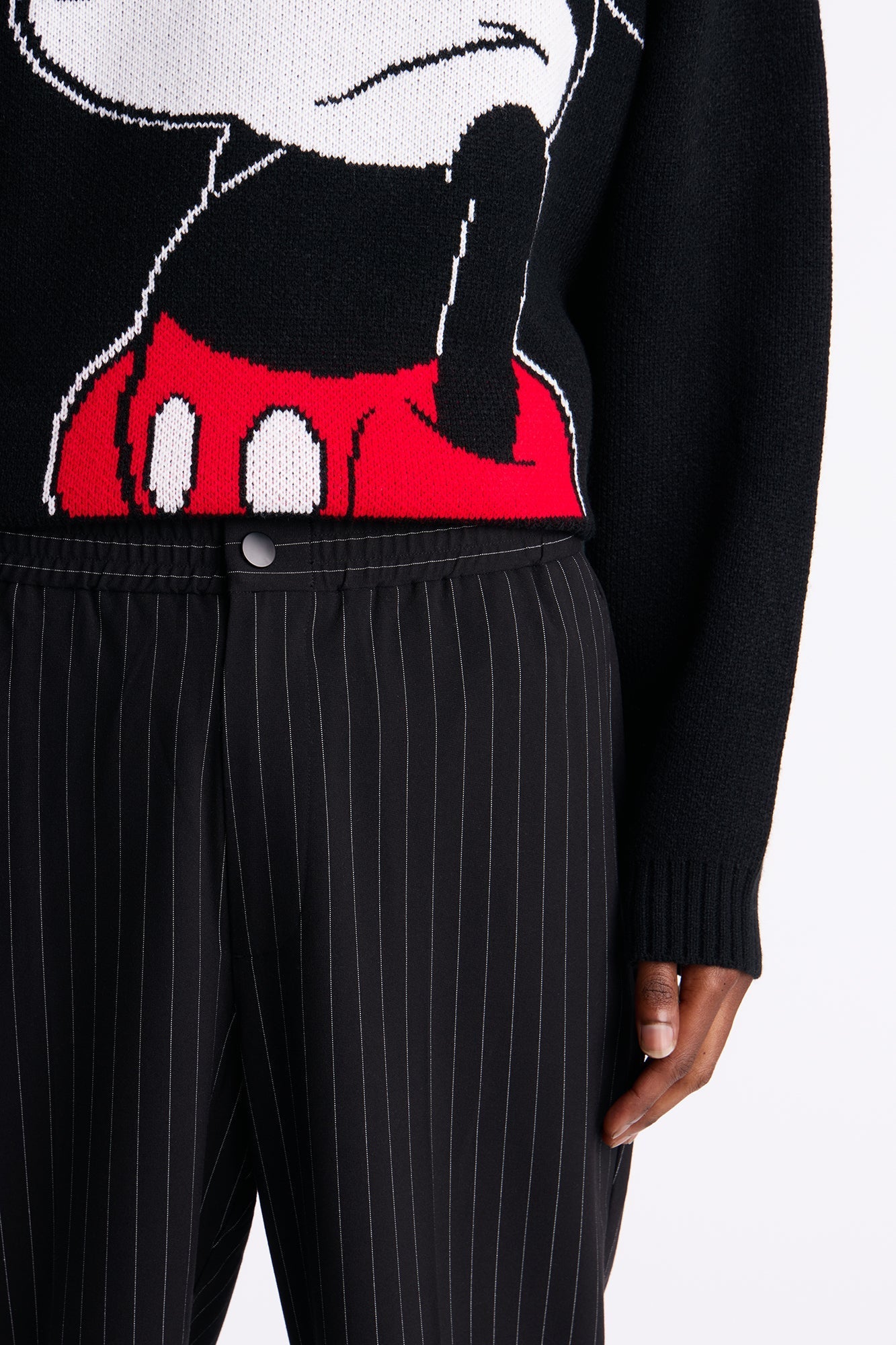 Straight Harlow Pinstripe Drawstring Pant - Black Fashion Nova