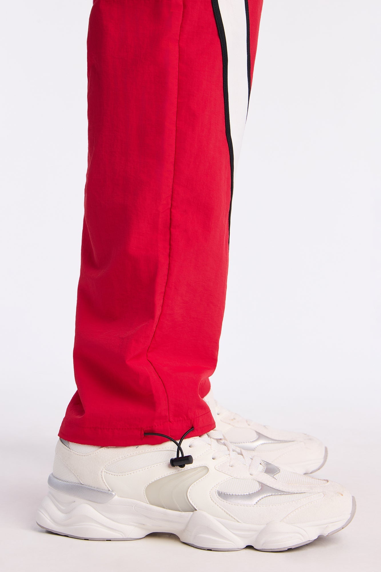 Straight Prep The Field Color Block Nylon Pant - Red/combo Fashion Nova