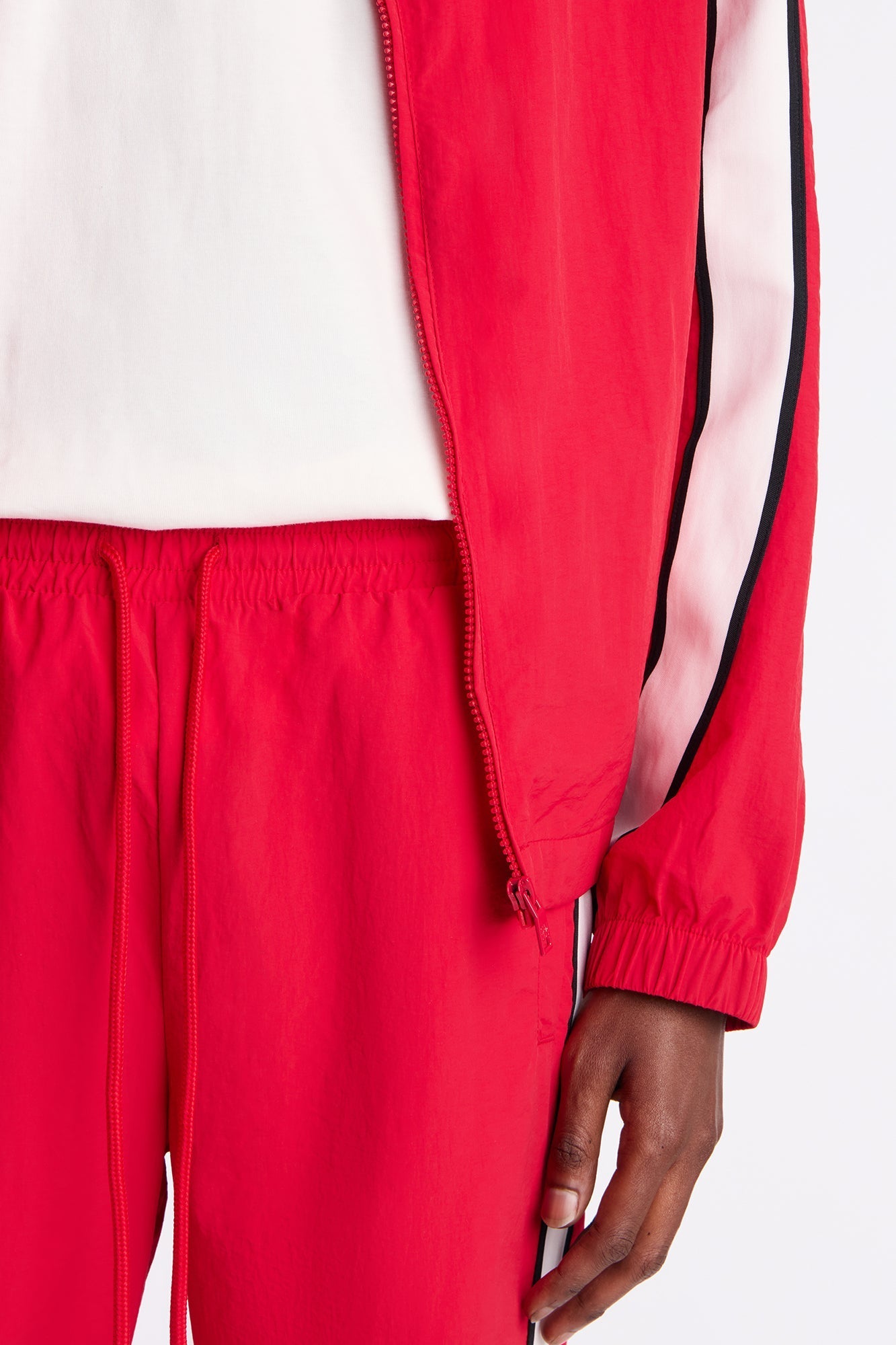 Straight Prep The Field Color Block Nylon Pant - Red/combo Fashion Nova
